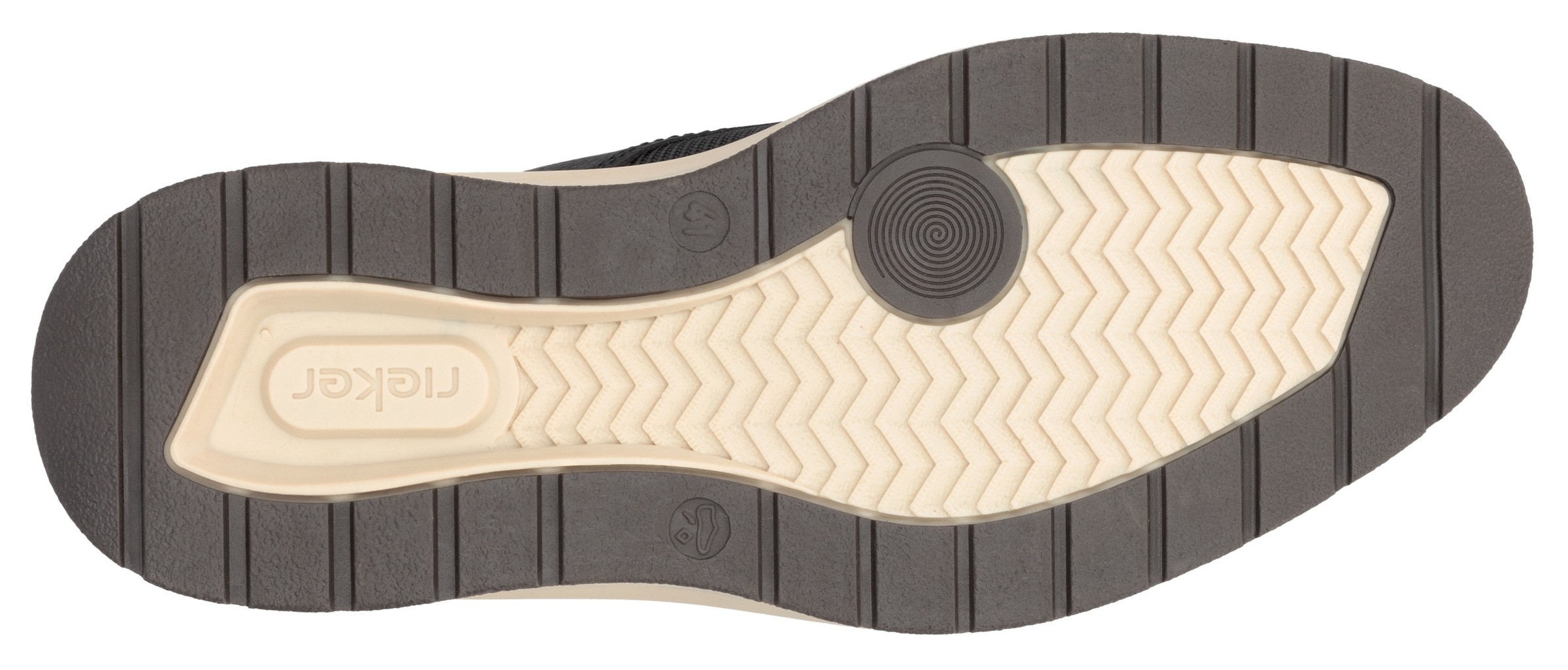Slip-On Sneaker RIEKER, Herren, Gr. 43, braun (schwarz, braun), Lederimitat, Textil, unifarben mit Farbeinsatz, Schuhe, Halbschuh, Freizeitschuh, Schlupfschuh mit Gummizug 2