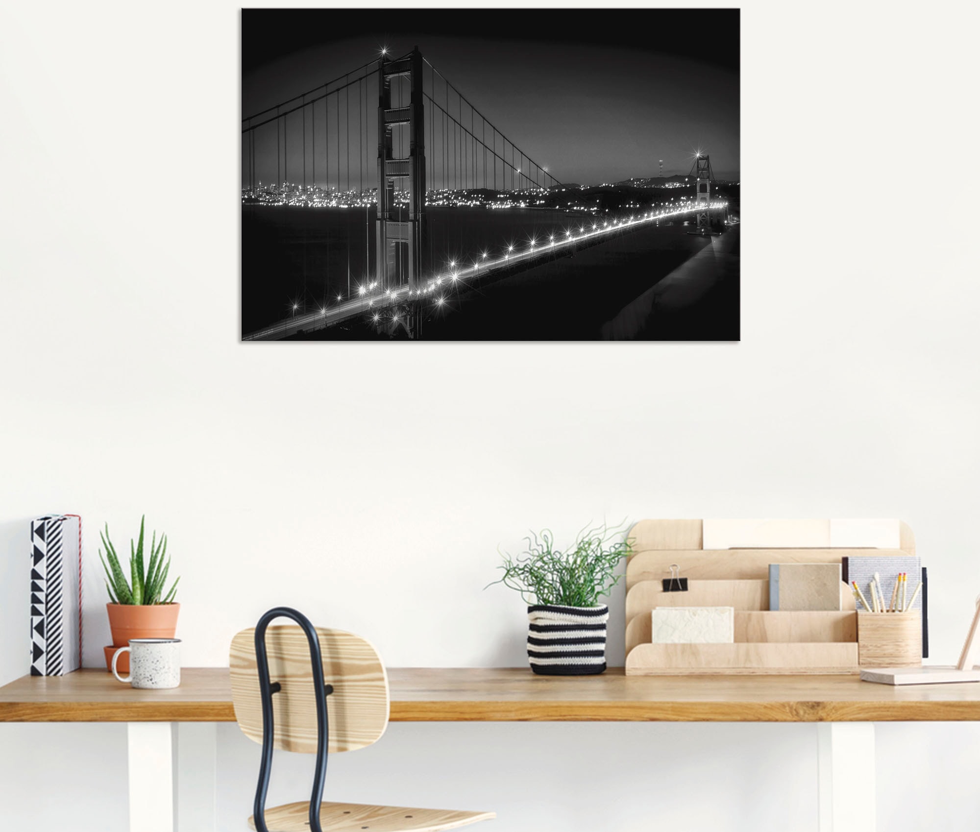 Artland Wandbild »Golden Gate Bridge am Abend«, San Francisco, (1 St.), als Alubild, Outdoorbild, Wandaufkleber in verschied. Größen