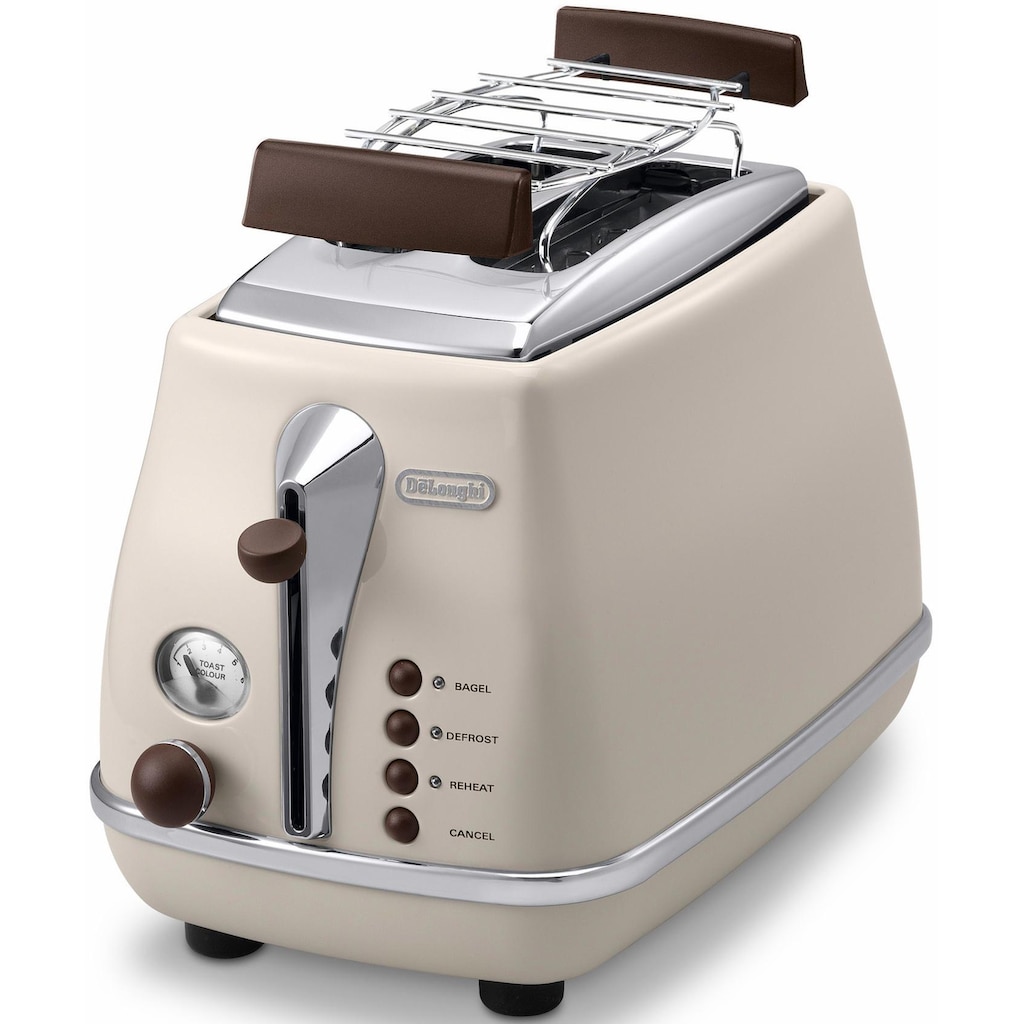 De'Longhi Toaster »Incona Vintage »CTOV 2103.BG««, 2 kurze Schlitze, 900 W, im Retro Look, cremefarben