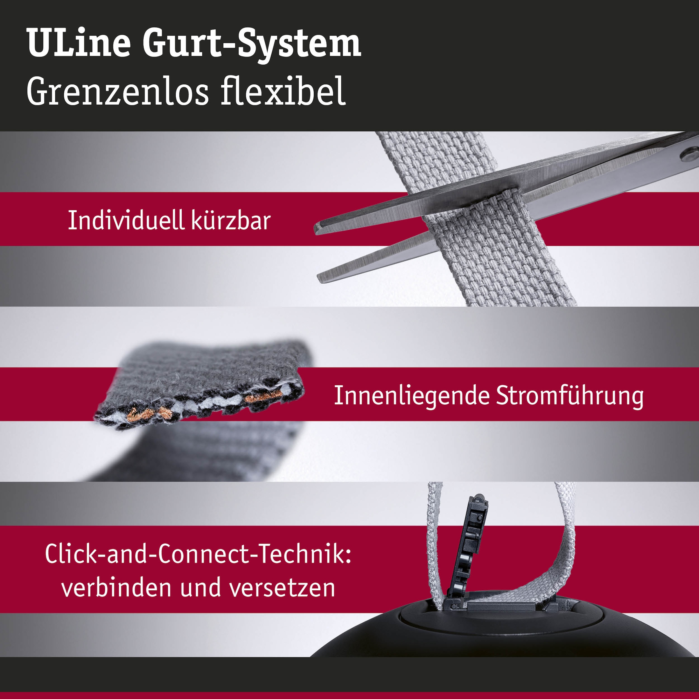 Paulmann Hängeleuchte »ULine Gurt Belt Basisset 5m max. 60W Schwarz«