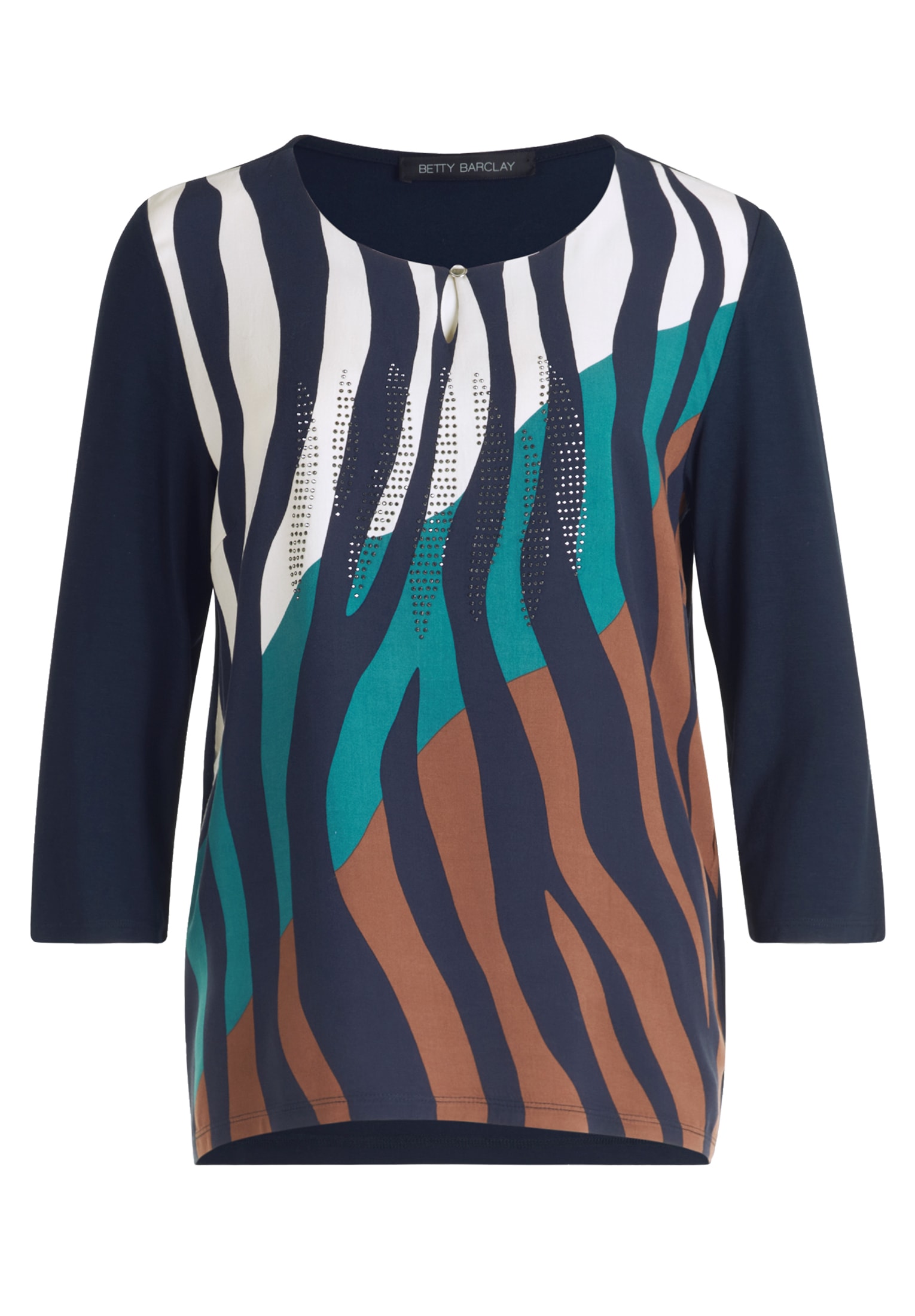 Betty Barclay 3/4-Arm-Shirt »Betty Barclay Blusenshirt mit Aufdruck«, (1 tlg.), Glitzersteine