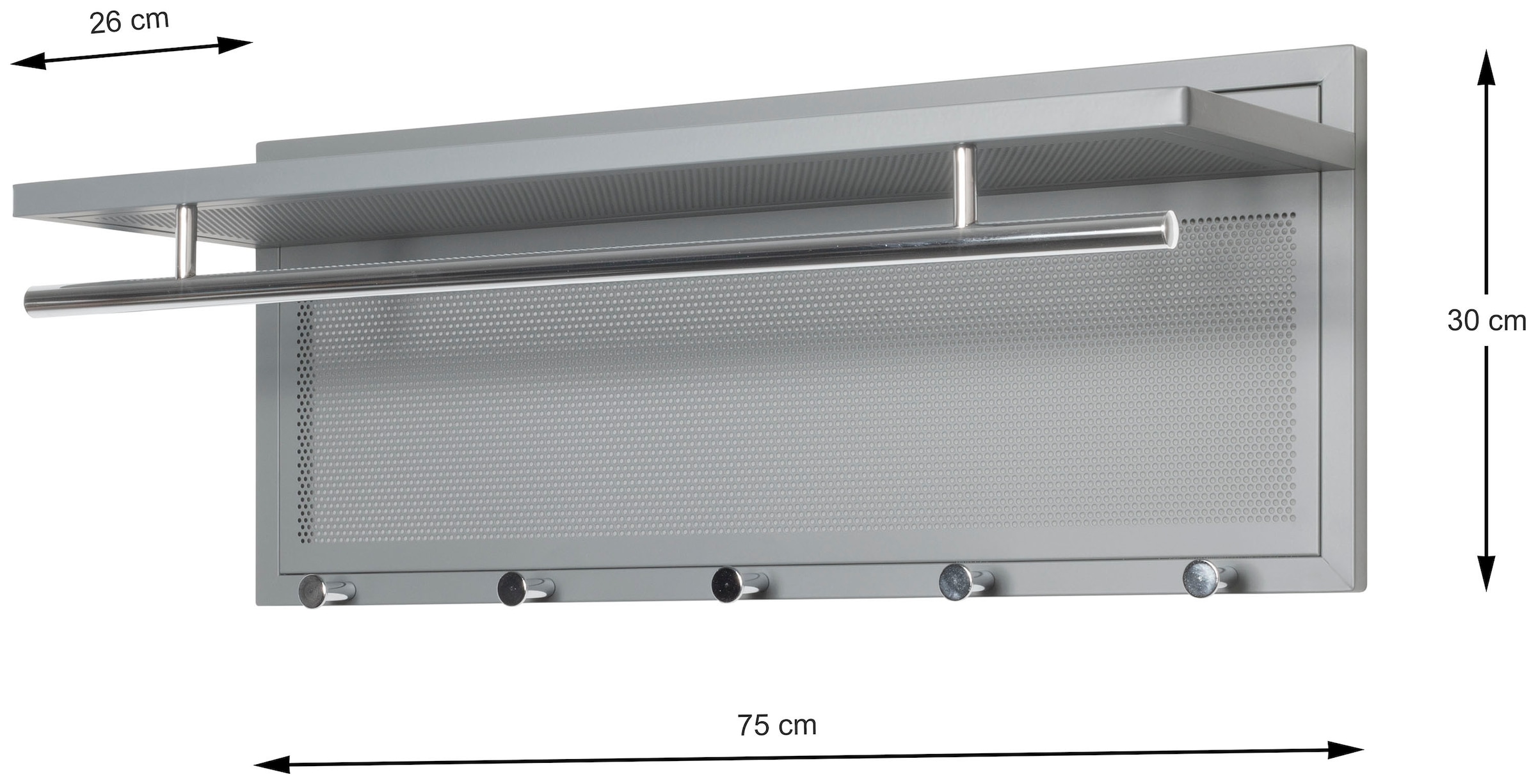 HAKU Wandgarderobe »Wandgarderobe« 1 Stk. tlg. rechteckig- aus Textil Grau - B/T/H 60/50/173 cm