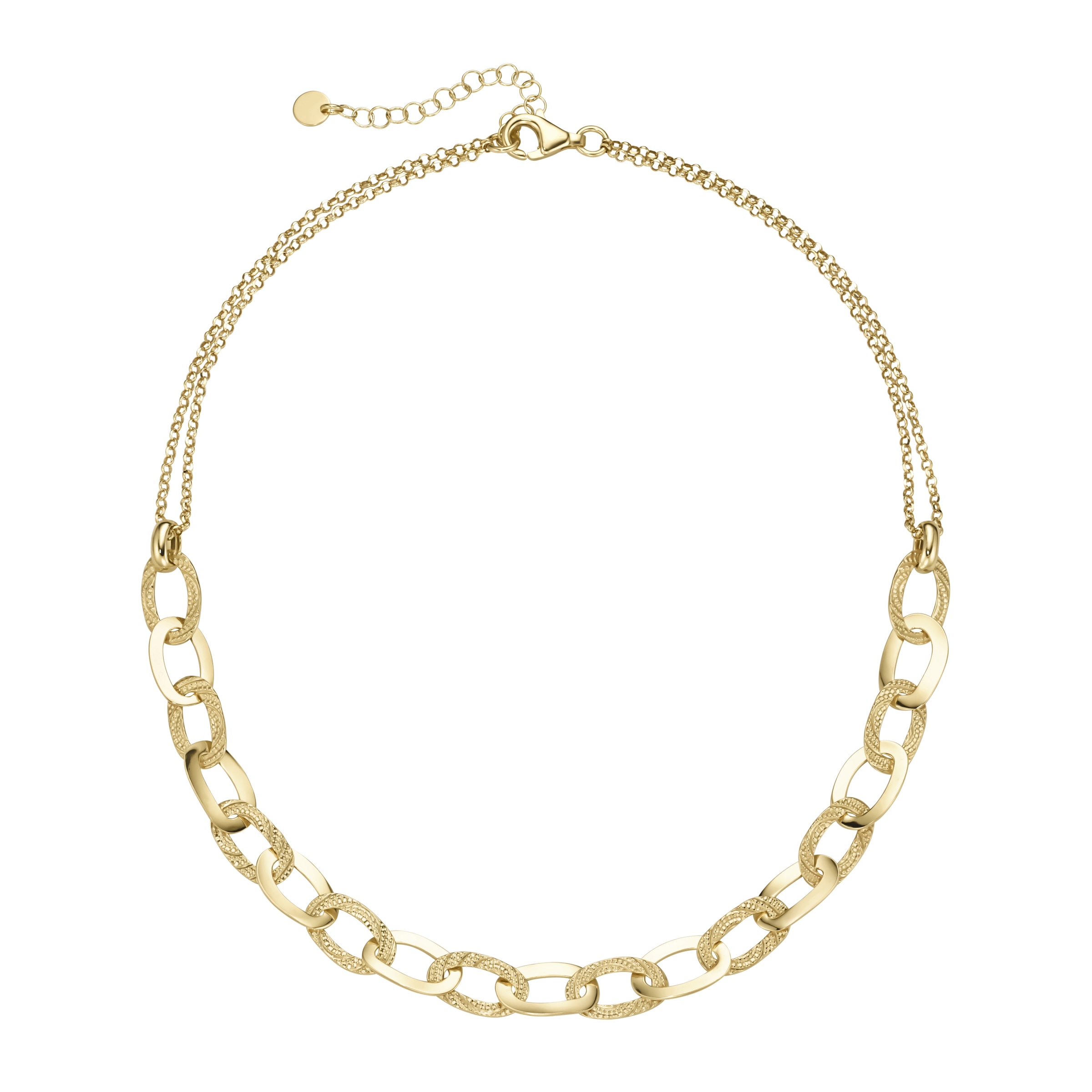 Smart Jewel Collier »ovale Glieder hochglänzend und strukturiert, Silber 925«