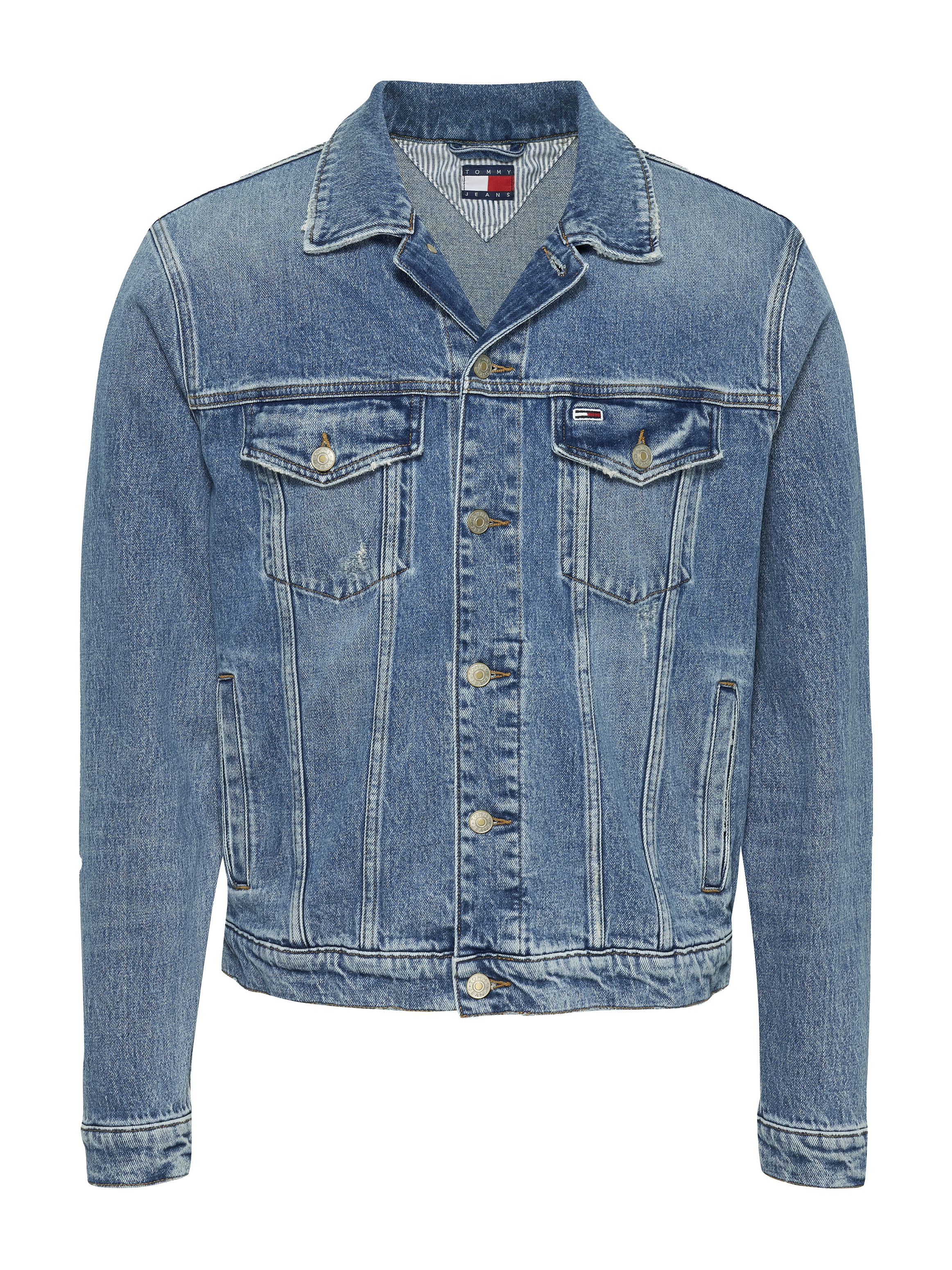 Tommy Jeans Jeansjacke »RYAN RGLR TRCKR JCKT AI6137«, in blauer Waschung