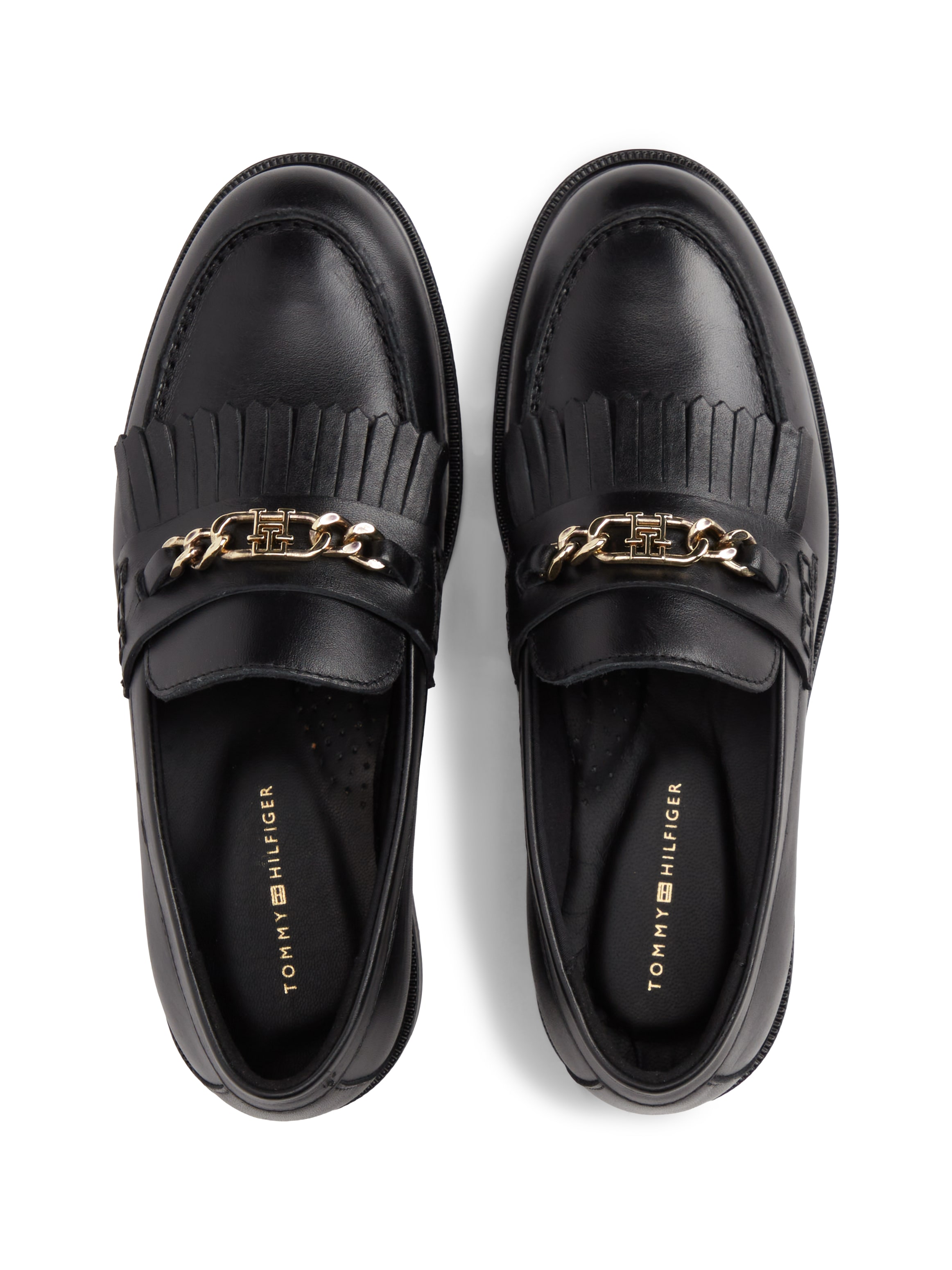 Tommy Hilfiger Loafer »TH CHAIN FRINGE LEATHER LOAFER«  Blockabsatz, Slipper, Businessschuh mit modischen Fransen
