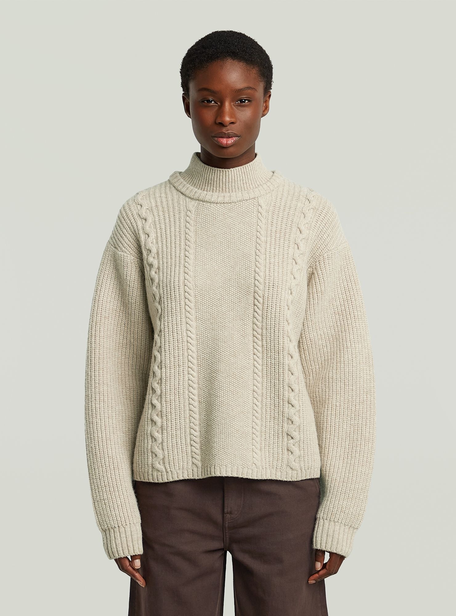 G-STAR Longpullover "Cable Double Collar Knit" günstig online kaufen