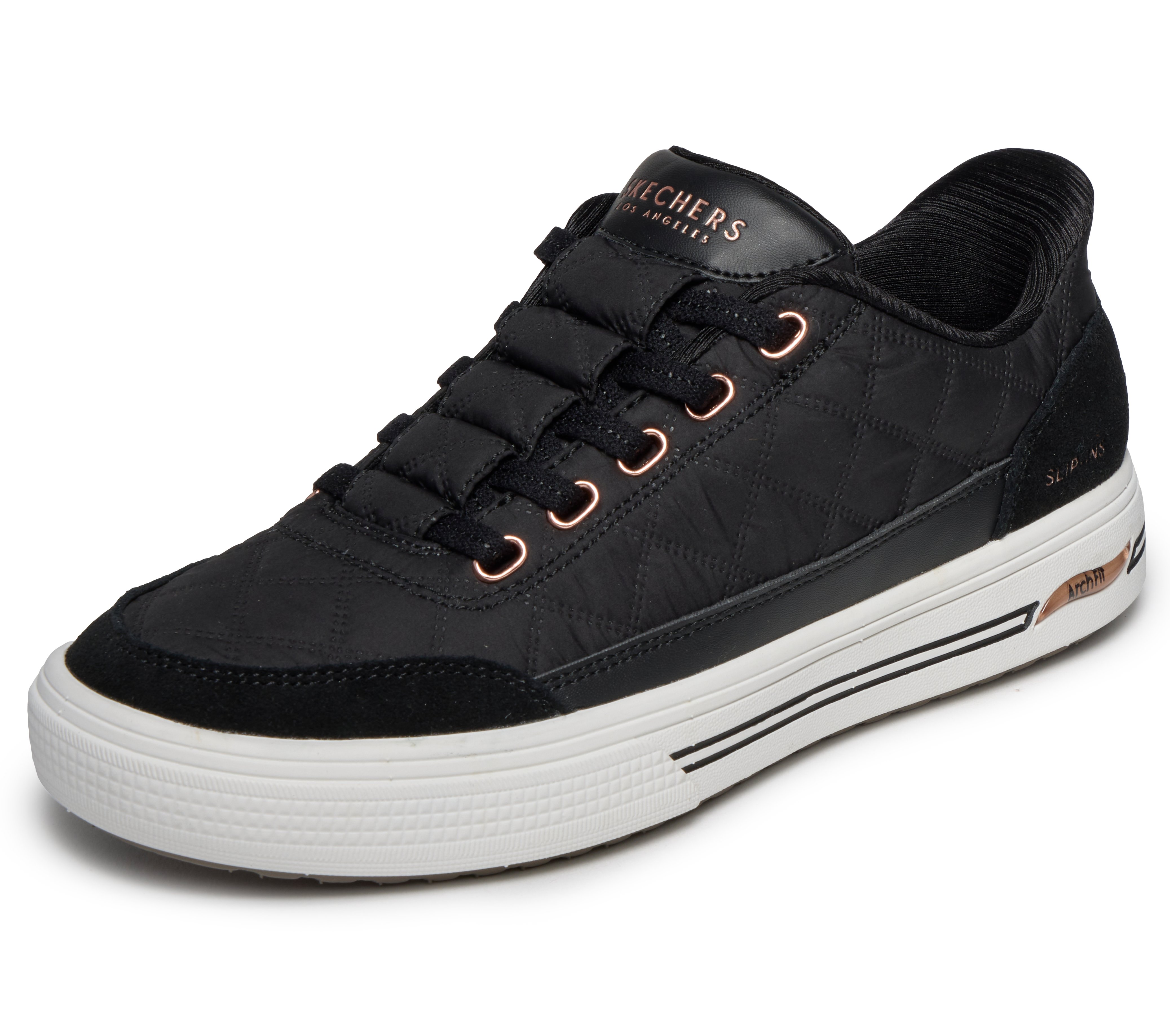 Skechers Slip-On Sneaker "ARCH FIT ARCADE-CUDDLE STEPS" Slipper, Schlupfschuh, Freizeitsneaker mit elastischen Schnürsenkeln