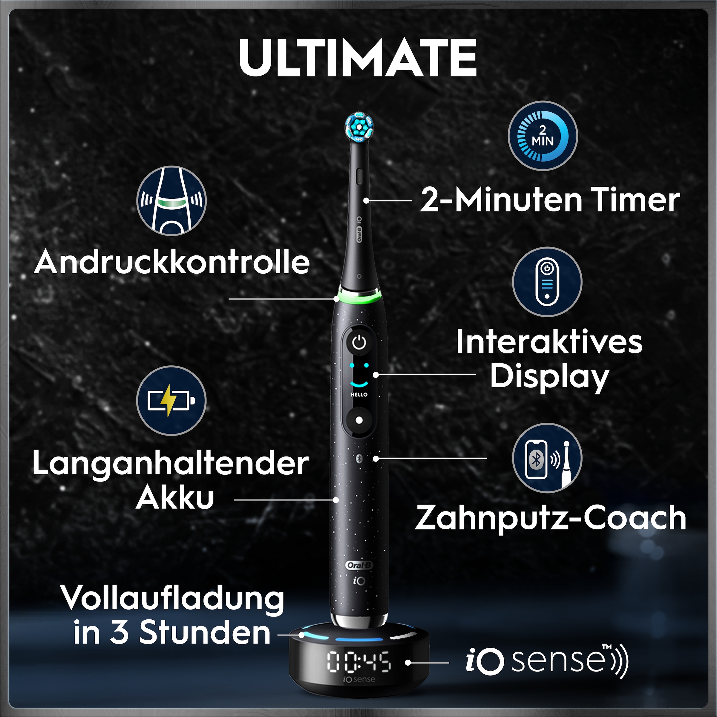 Oral-B Elektrische Zahnbürste »iO Series 10 Luxe Edition« 1 Stk. Aufsteckbürsten Magnet-Technologie