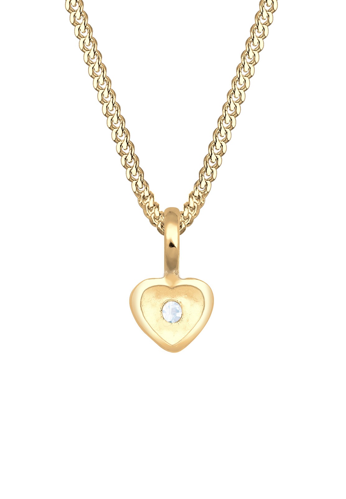 Elli Premium Kette mit Anhänger »Kinder Herz Geburt Taufe Zirkonia 585 Gelbgold«