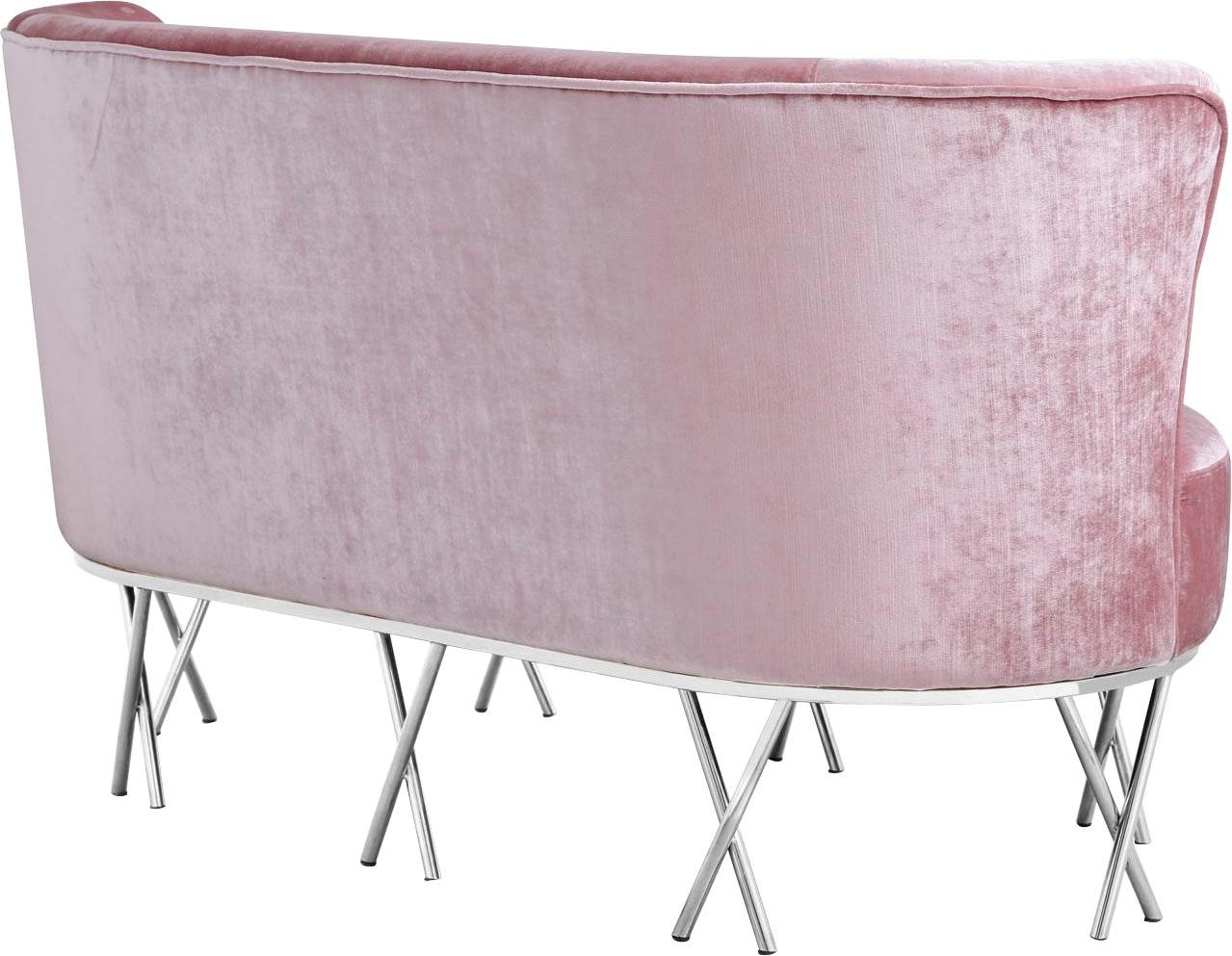 Leonique Sofa "Scarlett" Sofa/Bank, rosa Velours, Chromfüße, Design, 145x72 günstig online kaufen