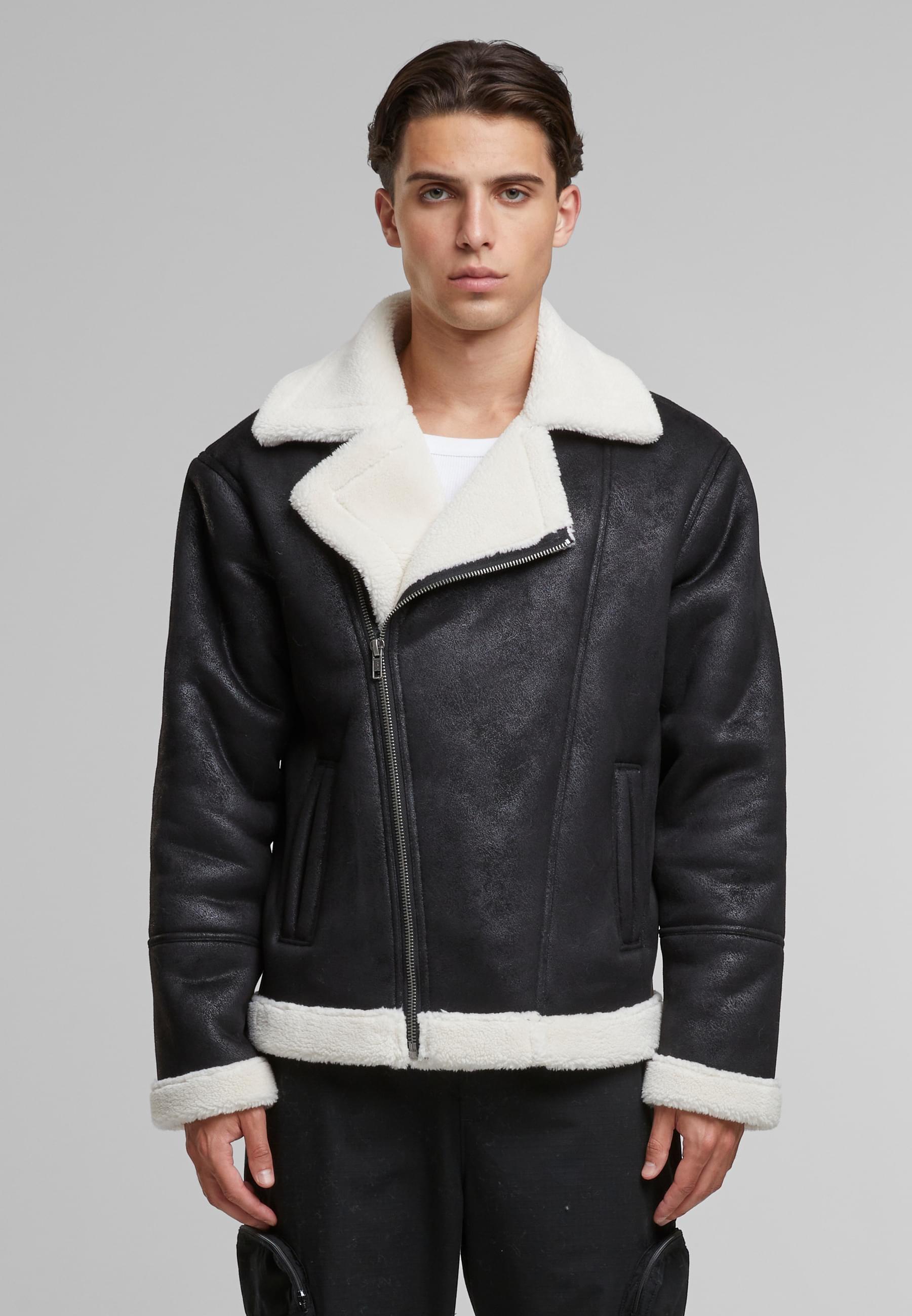 URBAN CLASSICS Winterjacke »Urban Classics Shearling Biker Jacket«, (1 St.), ohne Kapuze