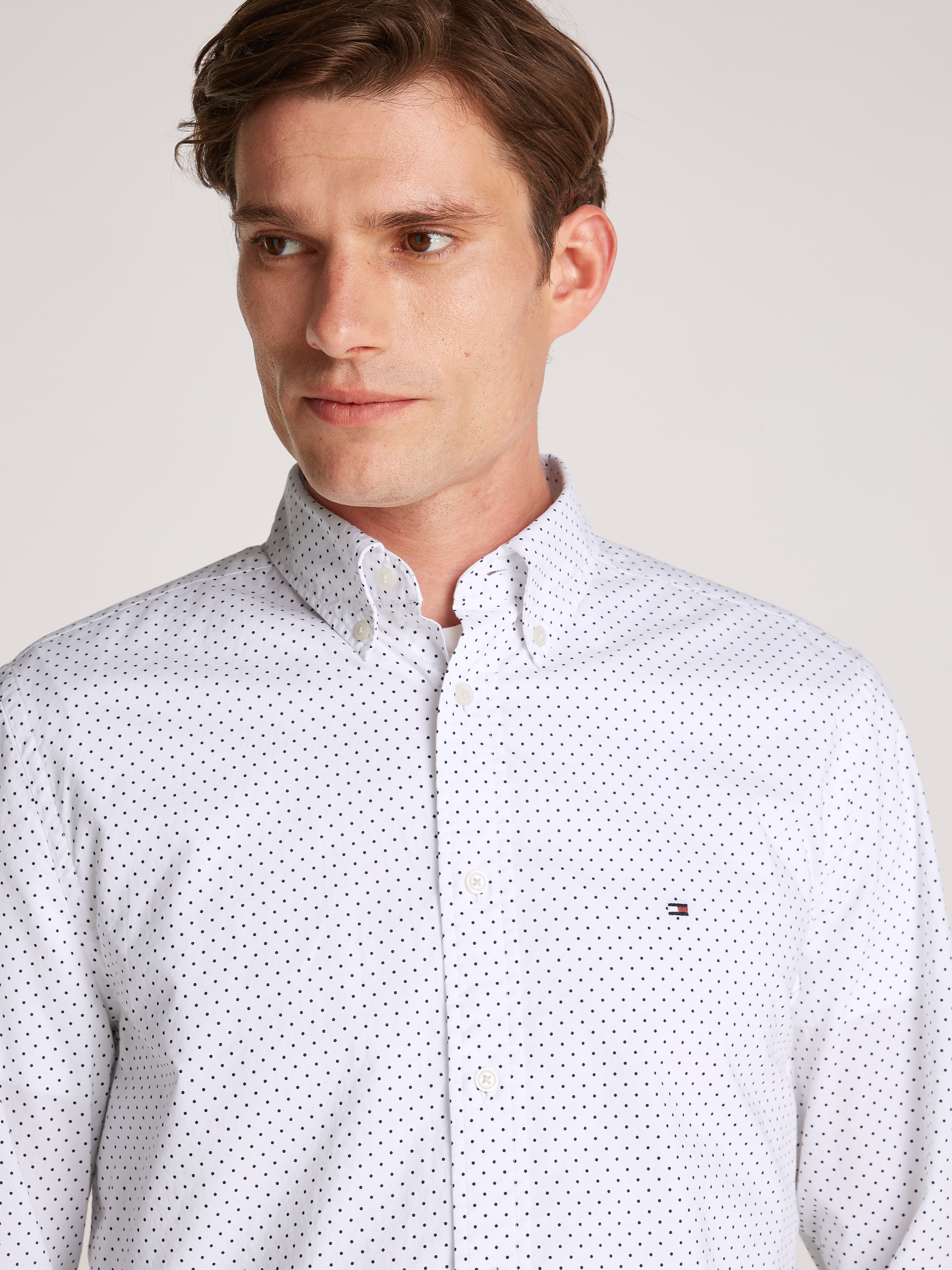 Tommy Hilfiger Businesshemd »FLEX POPLIN POLKA DOT RF SHIRT«, mit Punktprint