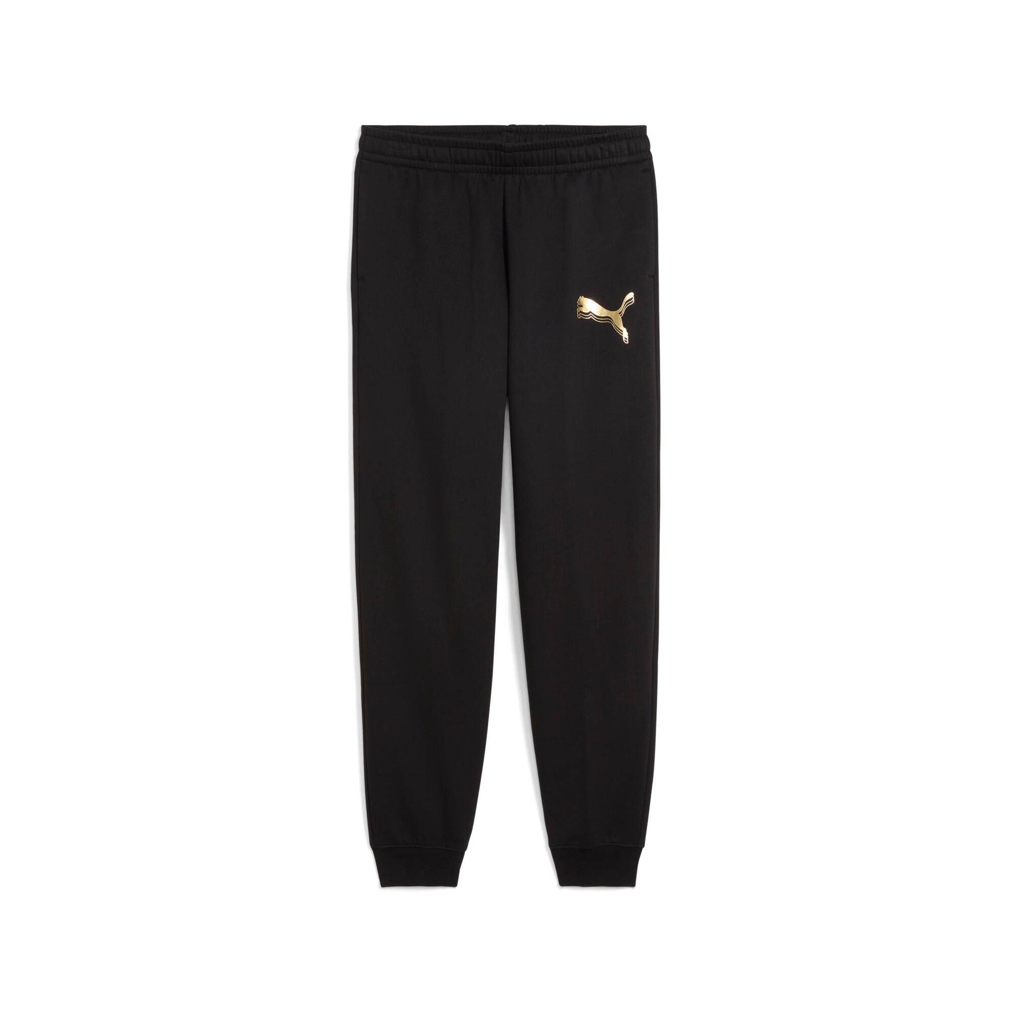 PUMA Trainingshose "ESS METALLIC HIGH-WAIST SWEATPANTS FL G" für entspannte Aktivitäten, aus Baumwolle und Polyester