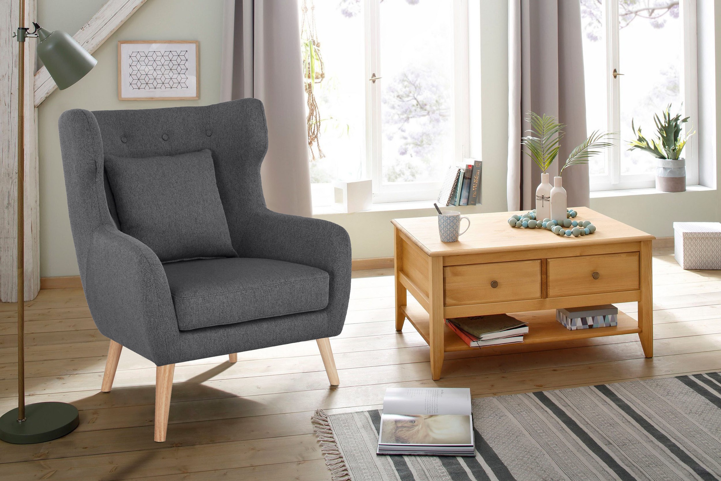 Home affaire "Yamuna" mit Sitzpolsterung, Gestell und Füße aus Massivholz, günstig online kaufen