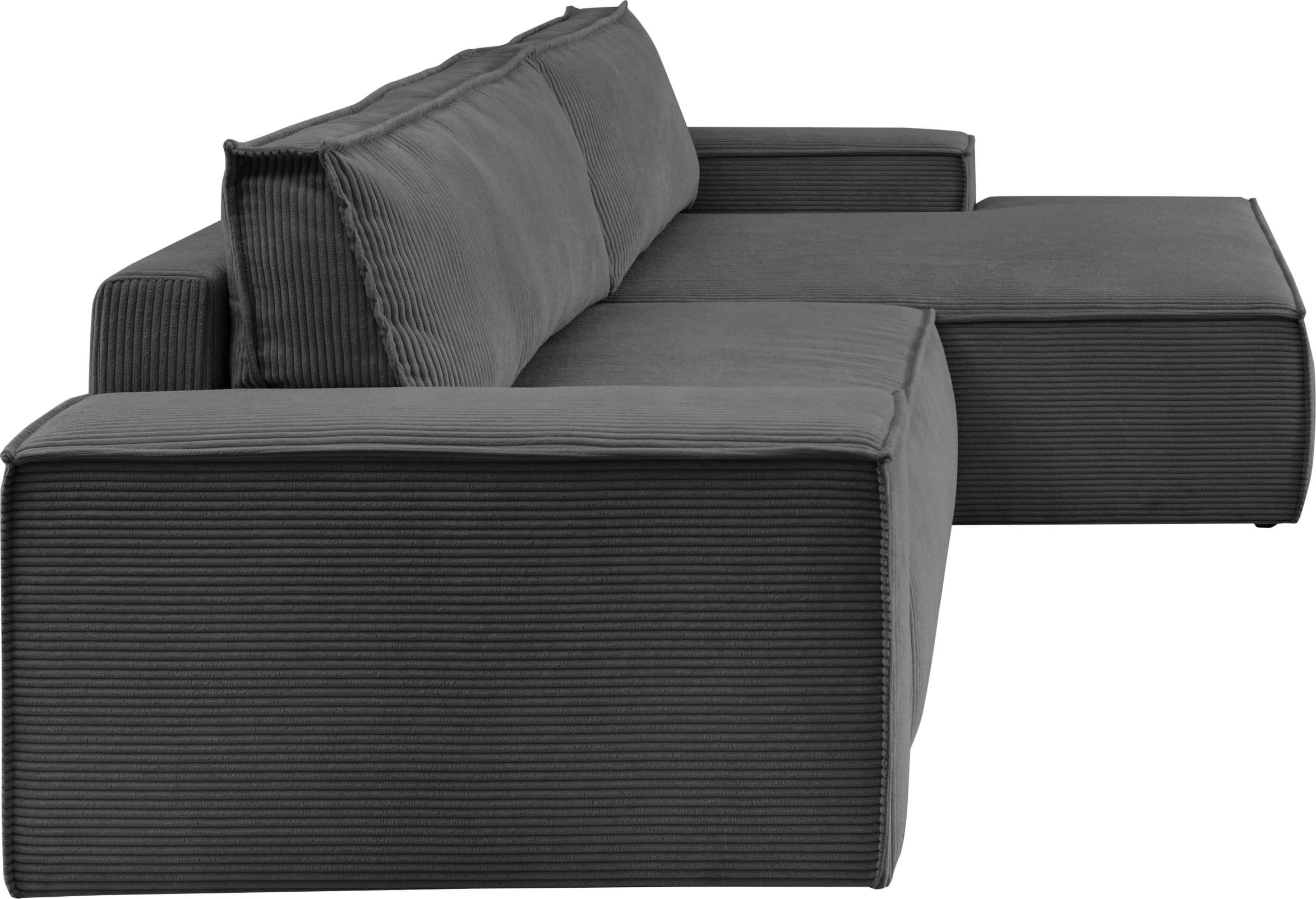 OTTO home Ecksofa »SHERWOOD L-Form, 267 cm - OTTO. Verlässliche Qualität.« Schlaffunktion mit Bettkasten (210x136 cm), Cord, Vintage, Samtvelours