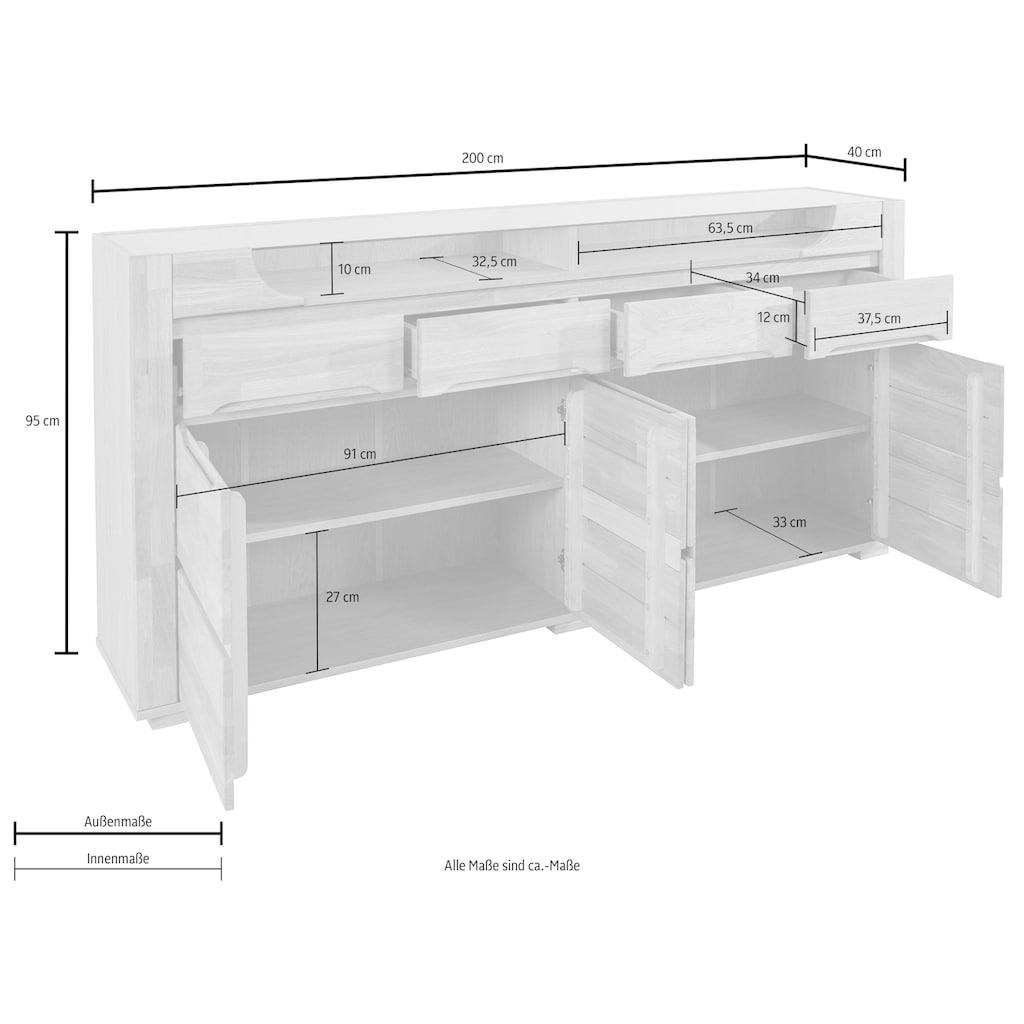 Woltra Sideboard »Denis«, Breite 200 cm