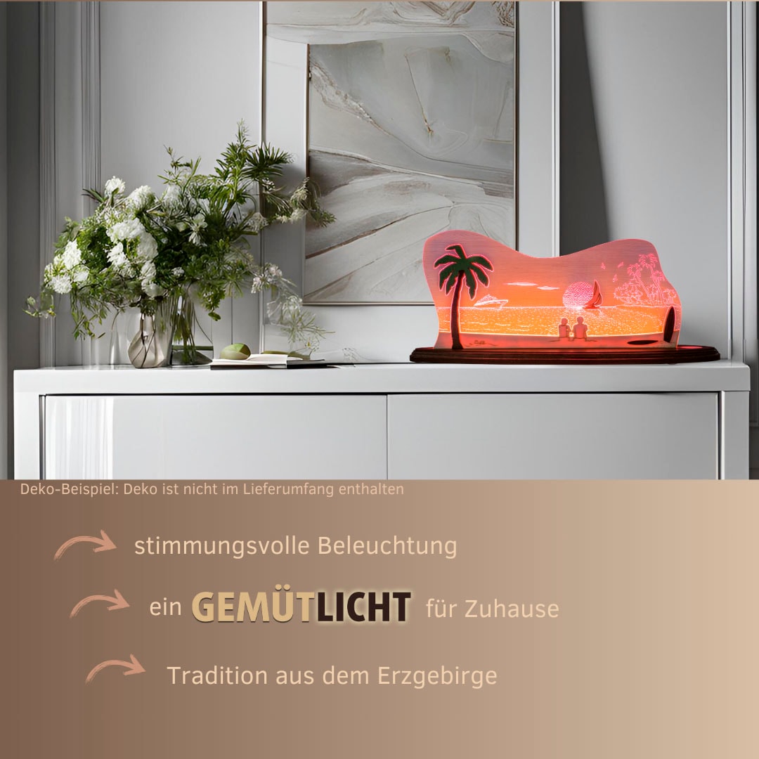 Weigla LED Dekolicht »Südsee, Holz & Acrylglas, ROT-NATUR-BRAUN«, Leuchtmittel LED-Modul | LED wechselbar, Erzgebirge garantiert, Dekolampe für Innen, Dekoleuchte