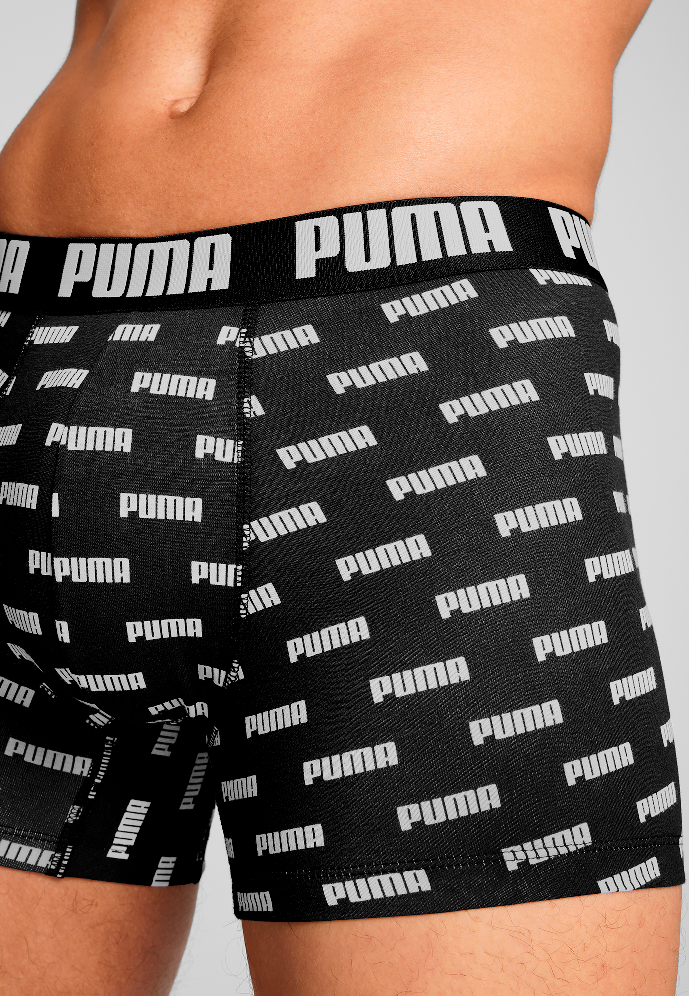 PUMA Boxershorts »PUMA MEN EVERYDAY LOGO PRINT BOXERS 2P«, (2er Pack), 1x uni und 1x allover Logodruck