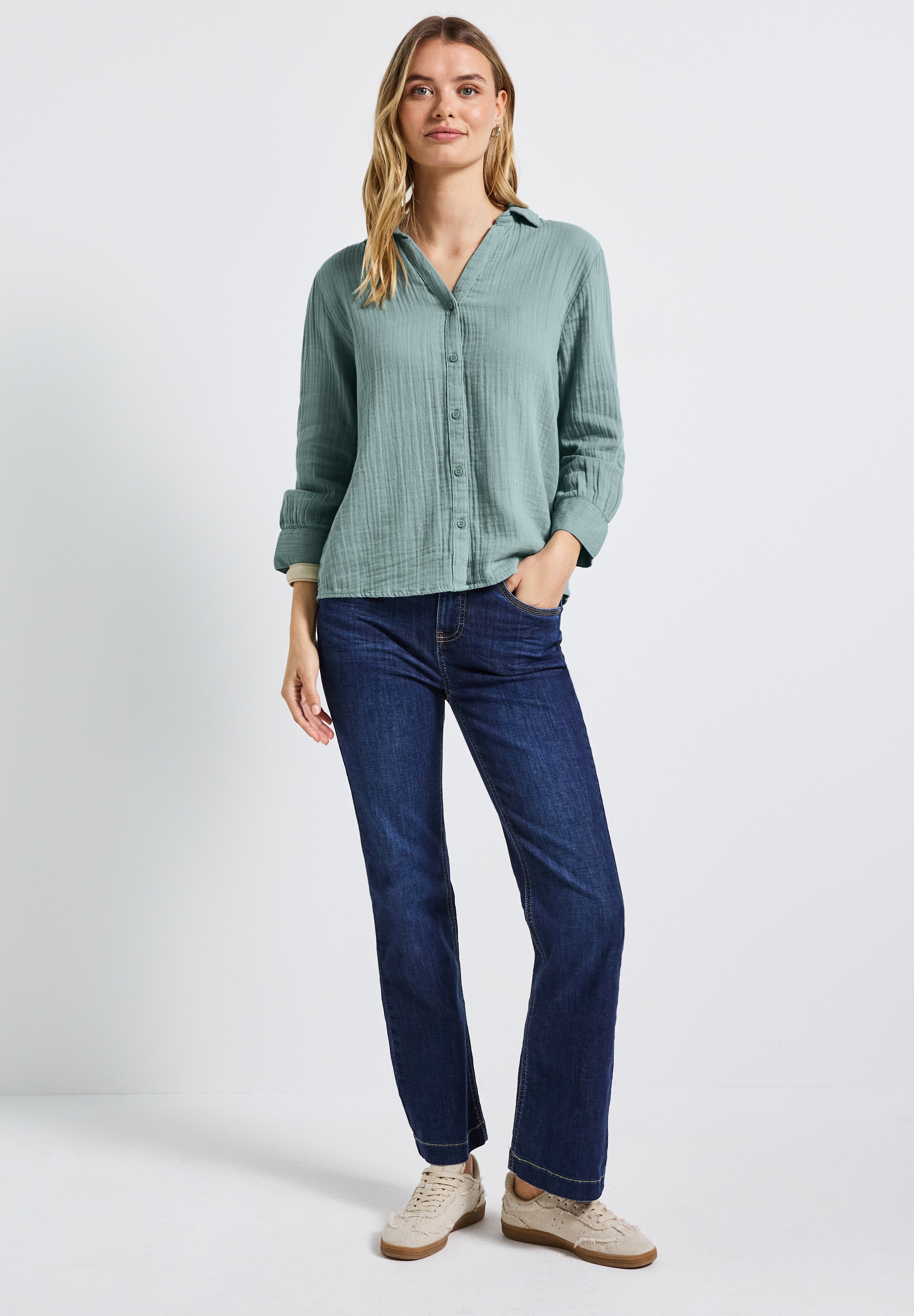 STREET ONE Hemdbluse, aus reiner Baumwolle