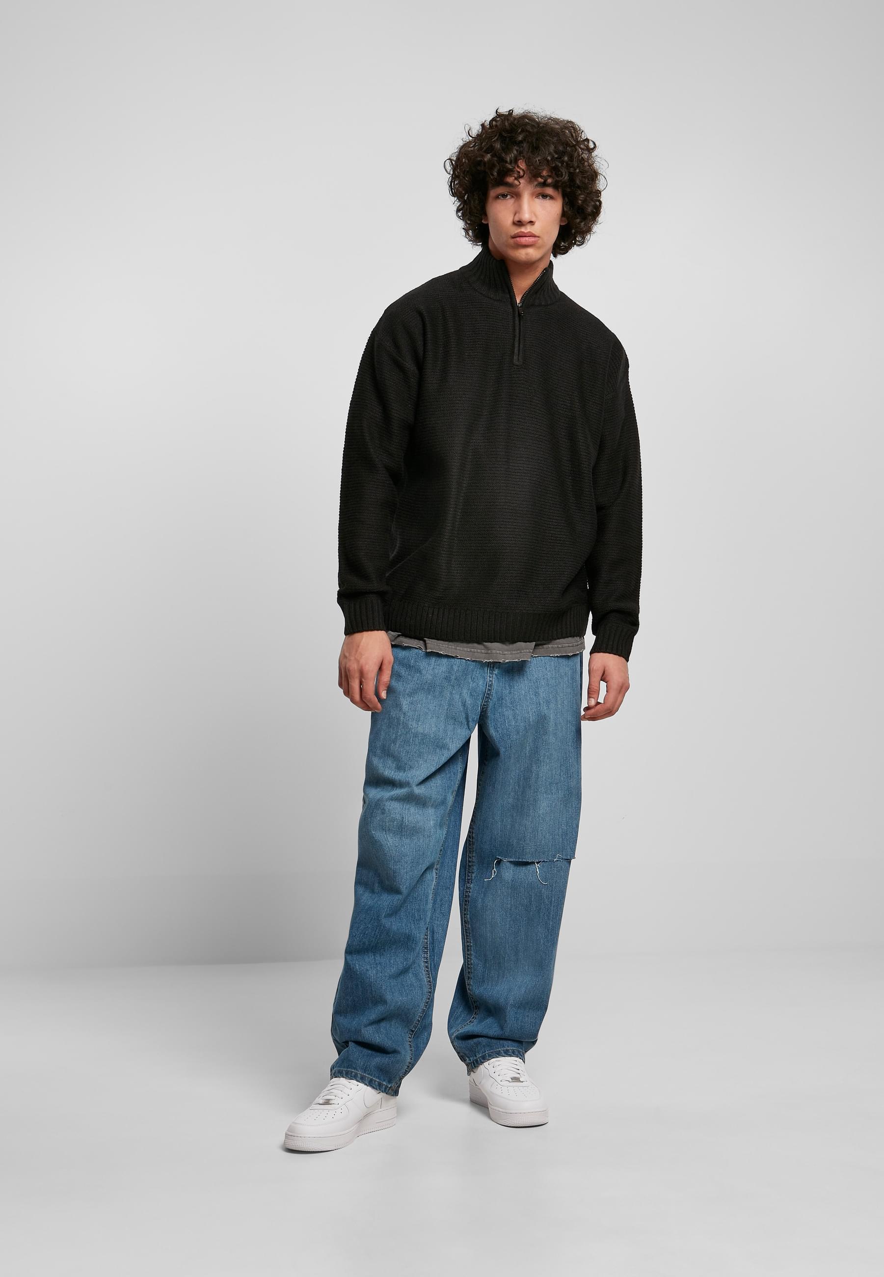 URBAN CLASSICS Sweater »Urban Classics Herren Knit Troyer«, (1 tlg.)
