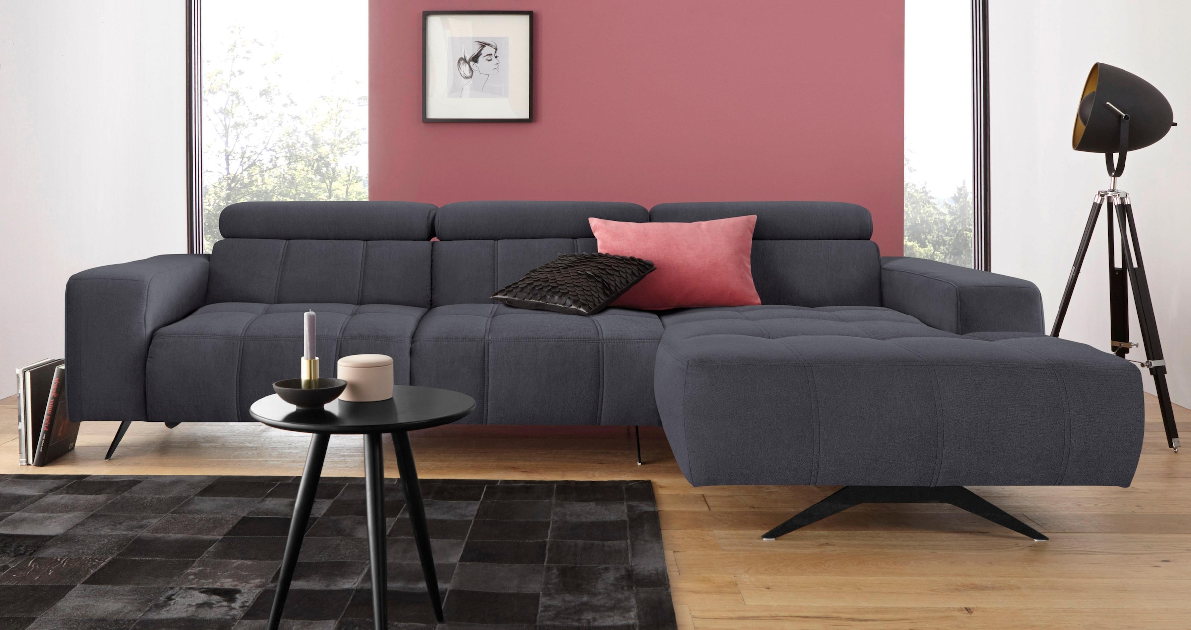 DOMO collection Ecksofa "Trento L-Form", wahlweise mit Kopfteilverstellung, günstig online kaufen