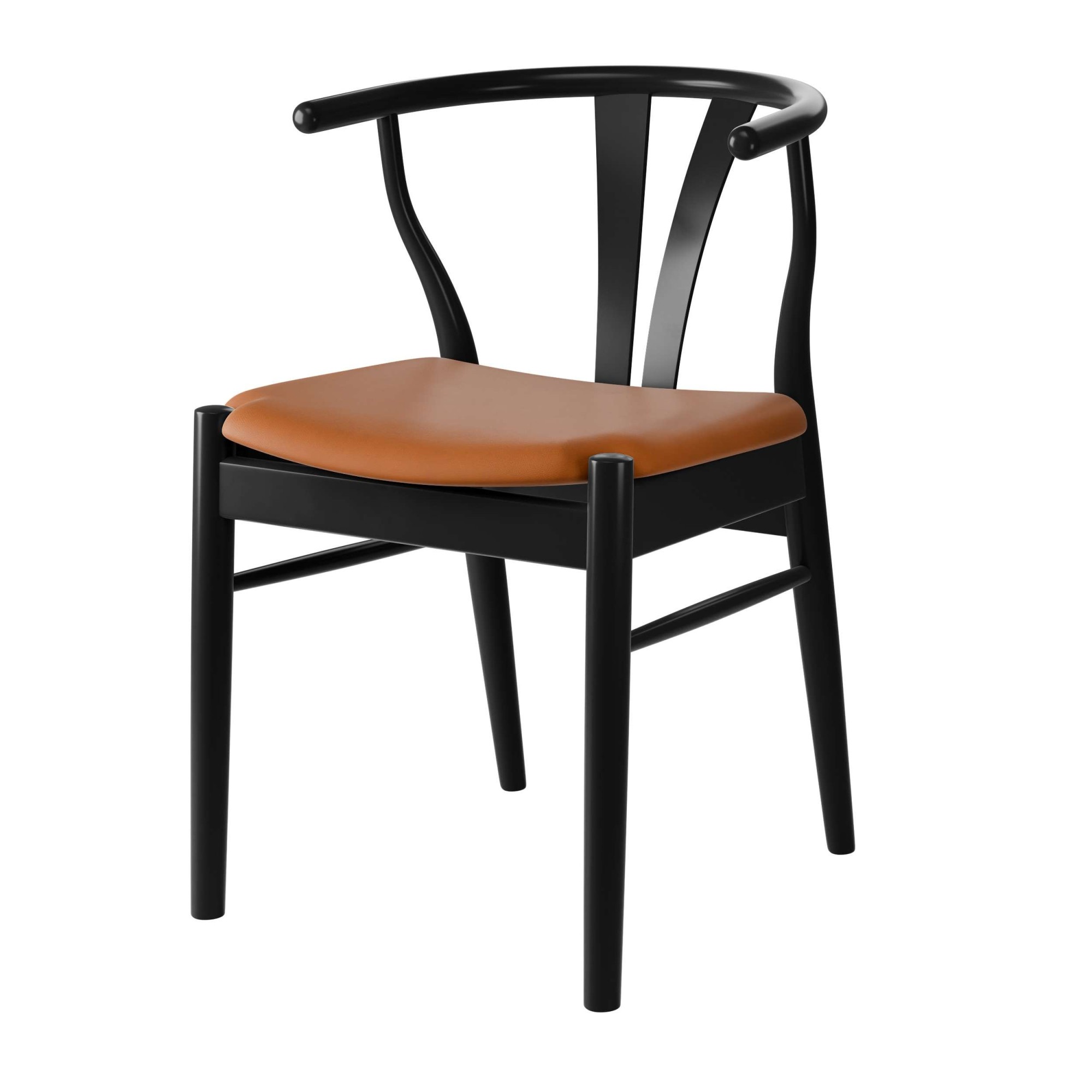 Stuhl HAMMEL FURNITURE "Freja, Massivholz Stuhl mit gepolstertem Sitz – komfortabel & robust", , schwarz, schwarz, cognac, B:53cm H:75cm T:54cm, Leder, Massivholz, Stühle, Stuhl, Massivholz, gepolsterte Sitzfläche, versch. Farbvarianten