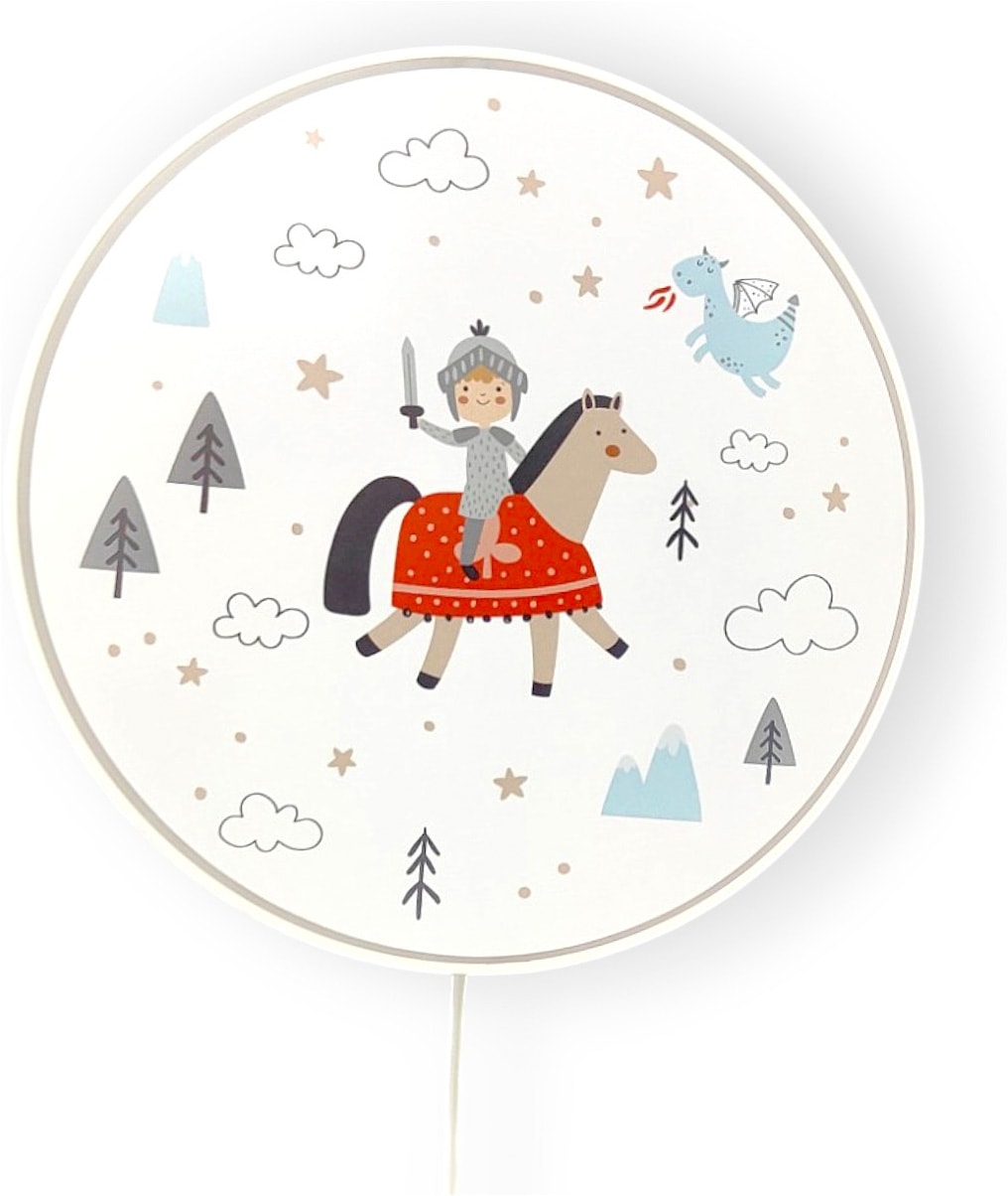 niermann Wandleuchte »Kinderlampe mit Motiv "Ritter Theo", Kinderzimmer« E14 1 Stk. bruchsicheres Gehäuse, Schalter im Anschlusskabel, Made in Germany