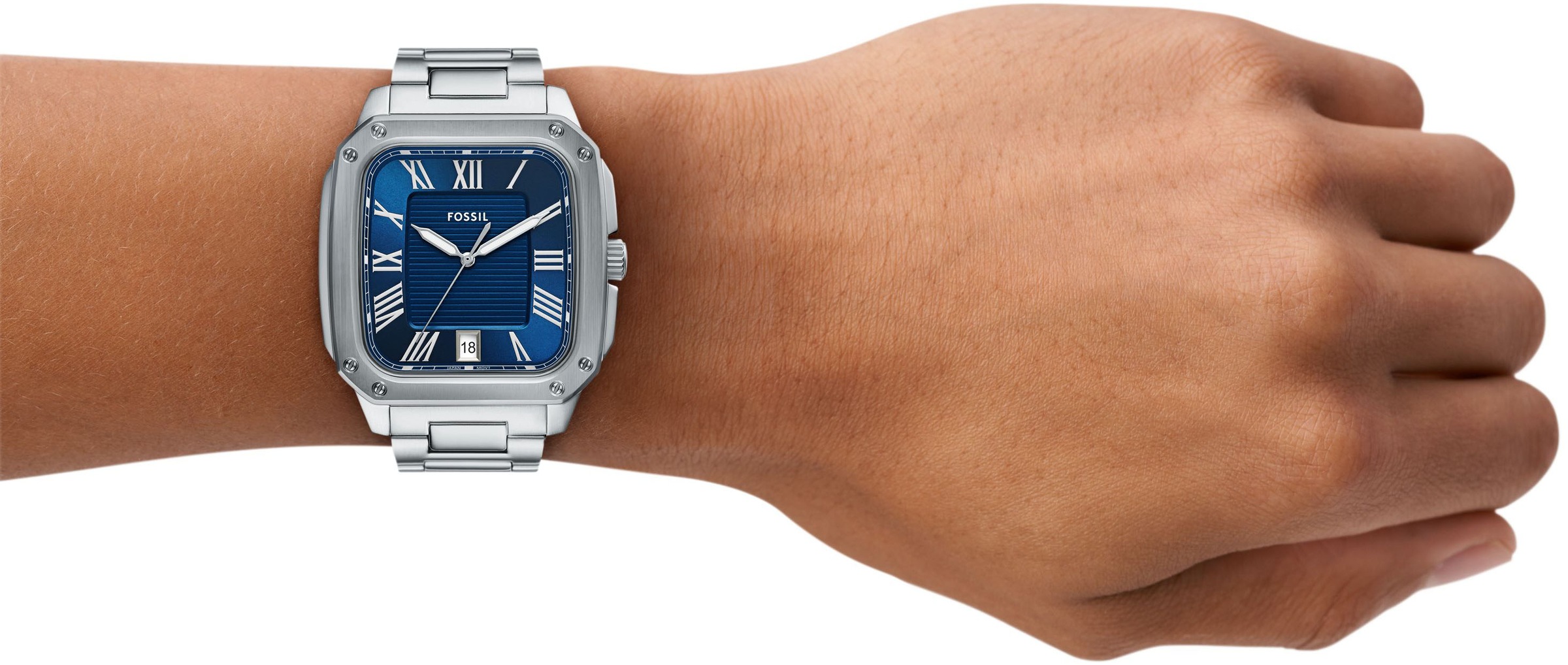 Fossil Quarzuhr »CROSBY«, Armbanduhr, Herrenuhr, Edelstahlarmband, analog, Tag