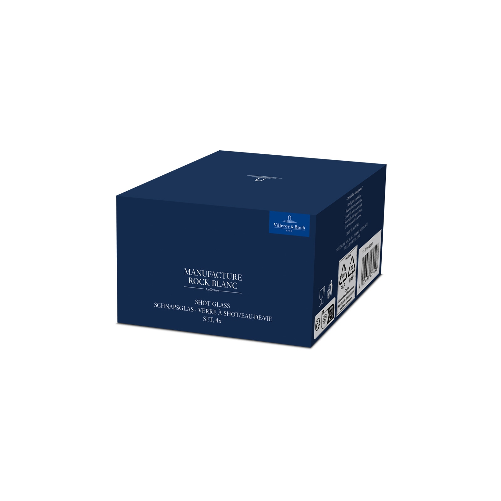 Villeroy & Boch Schnapsglas »Shotgläser Manufacture Rock 80 ml 4er Set weiß-transparent«