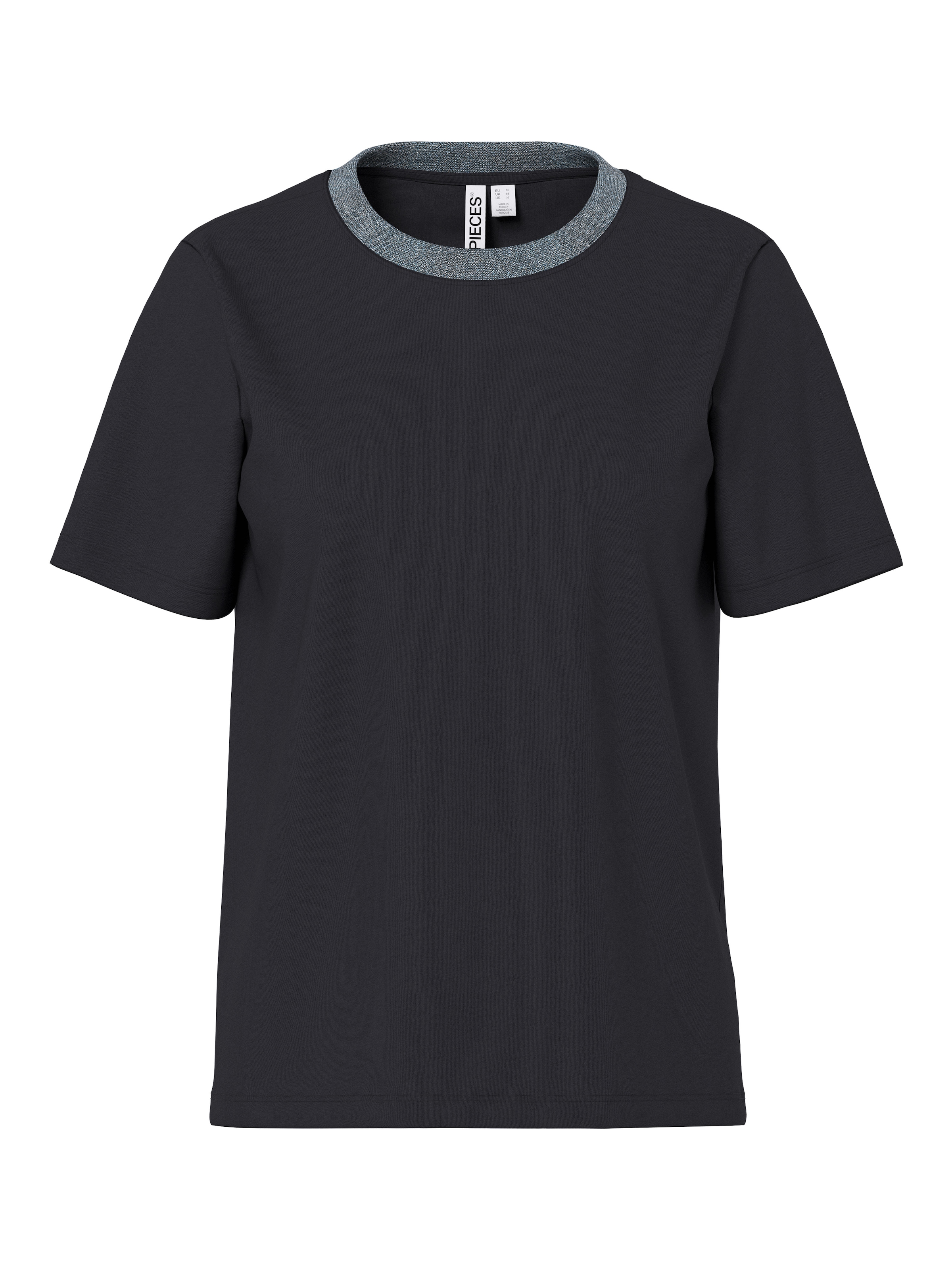 pieces Kurzarmshirt »PCRIA SS LUREX NECK TEE JRS NOOS BC« mit Glitzerdetail