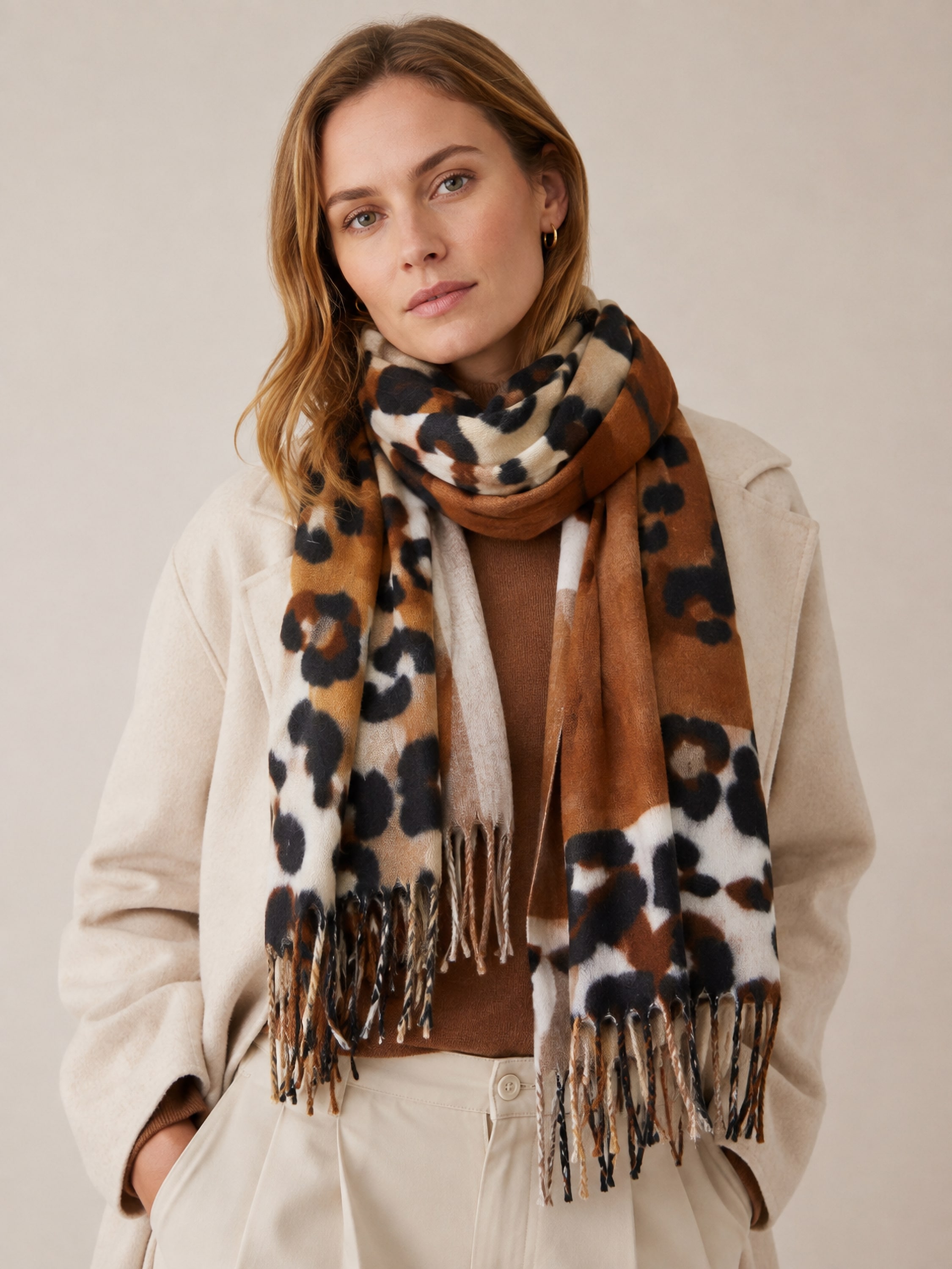 COLLEZIONE ALESSANDRO Modeschal »Leopatch« 1 Stk. warmer Winterschal im Patchwork-Leo-Look