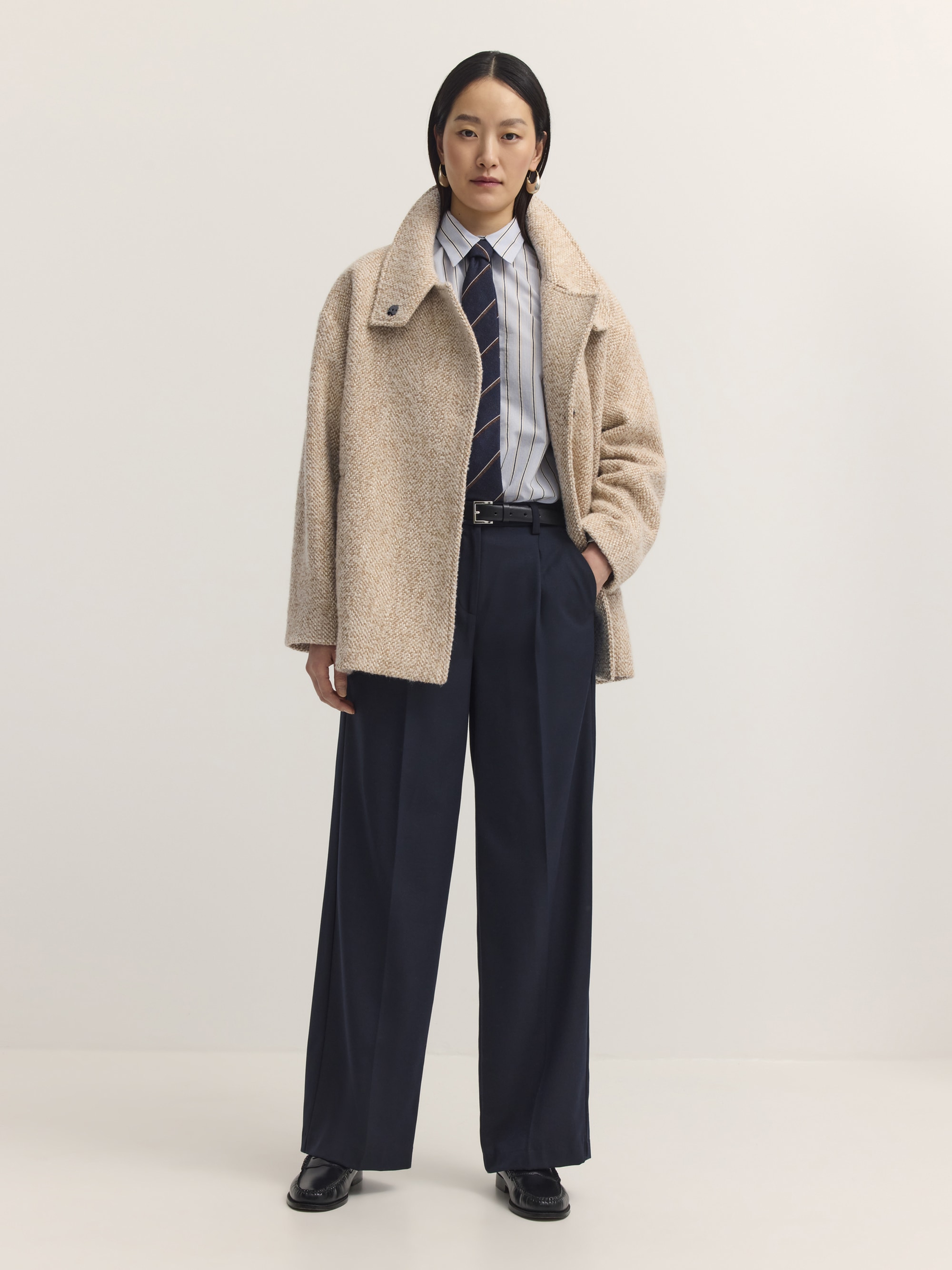 bugatti Kurzjacke »Regular Fit« ohne Kapuze Regular Fit Wollmix Stehkragen Gürtel