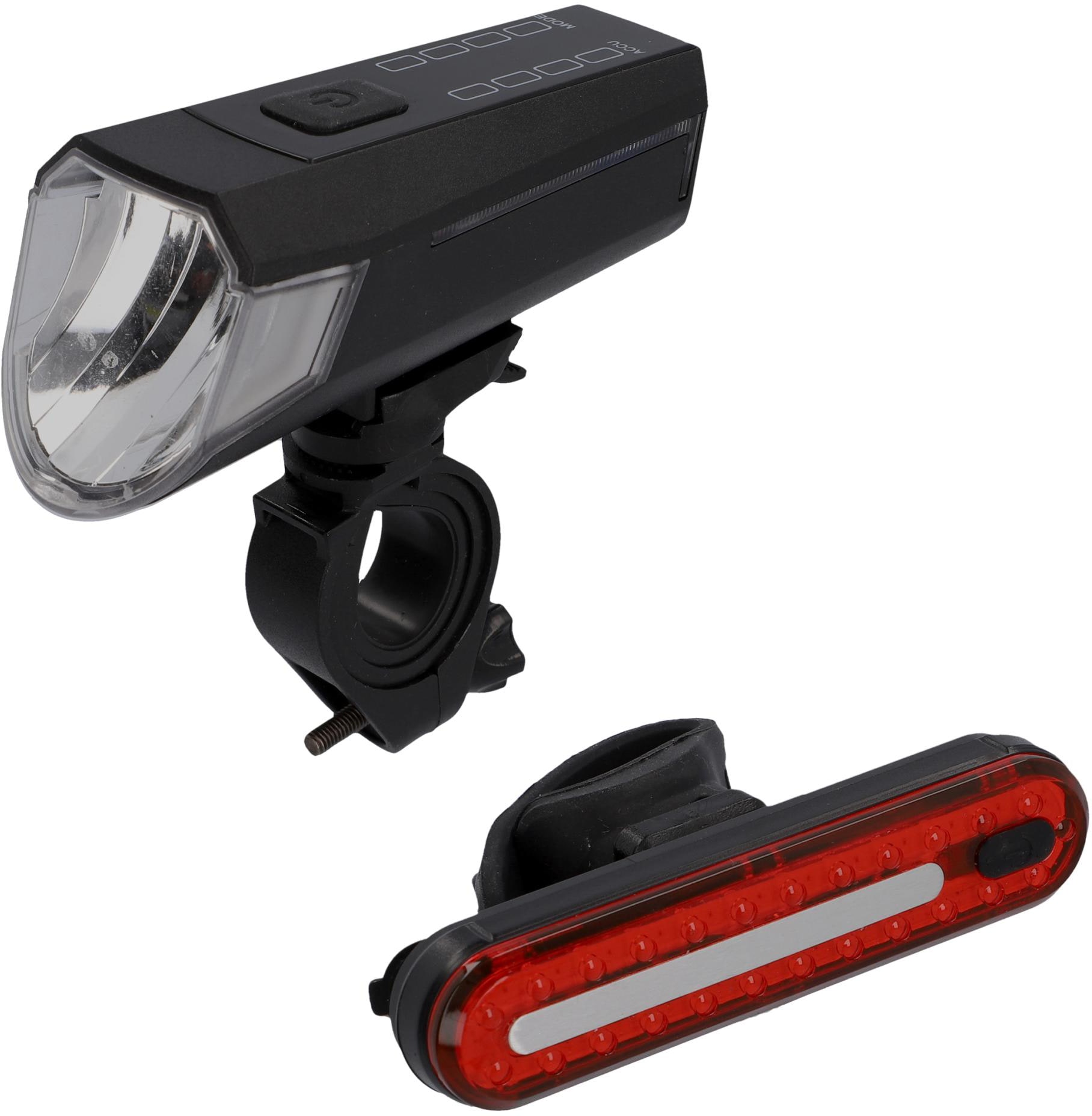 FISCHER Fahrrad Fahrradbeleuchtung "LED-Akku Bel.-Set Bremsbel. 80 Lux"
