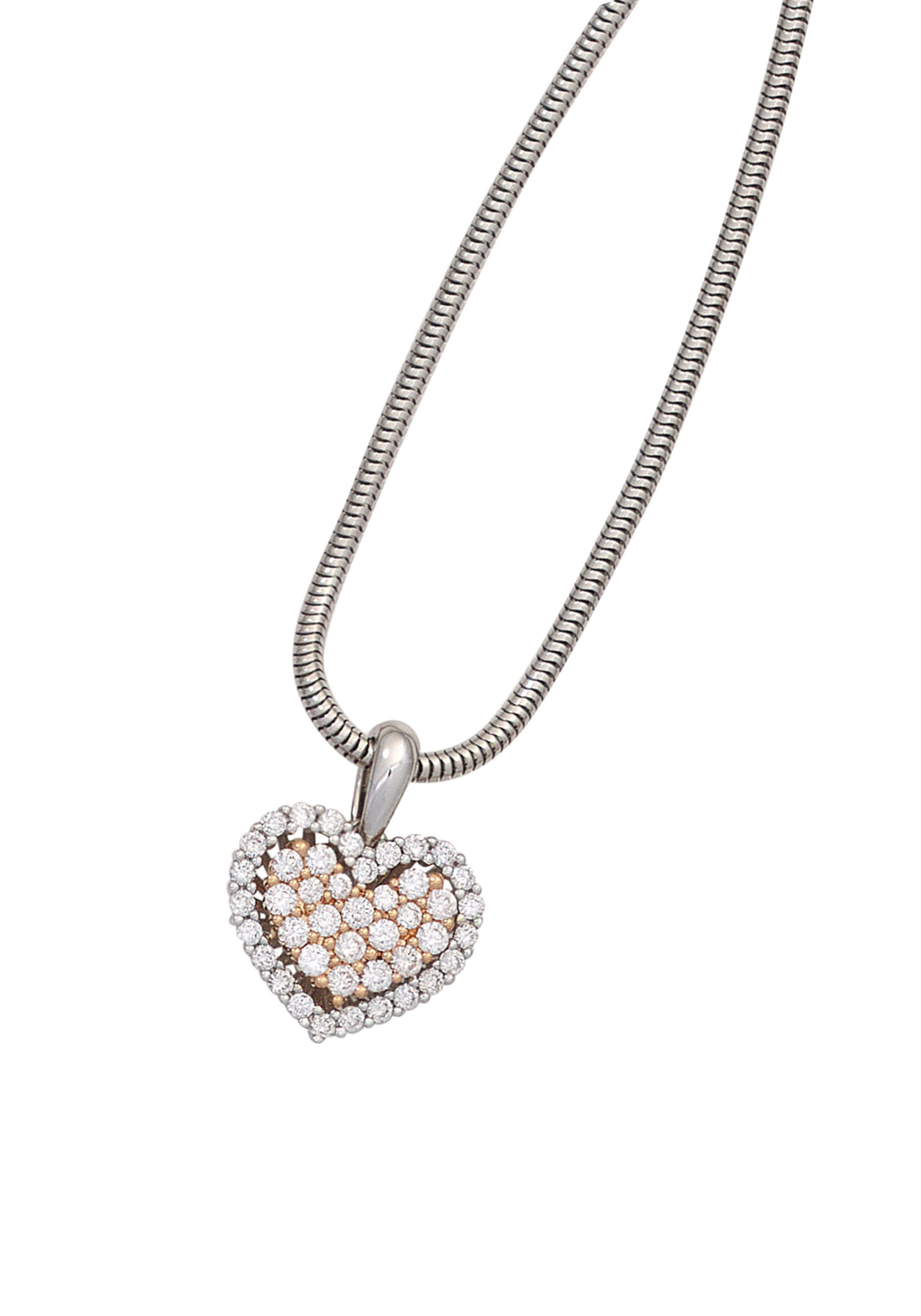 JOBO Herzanhänger »Anhänger Herz«, 585 Gold bicolor mit 43 Diamanten
