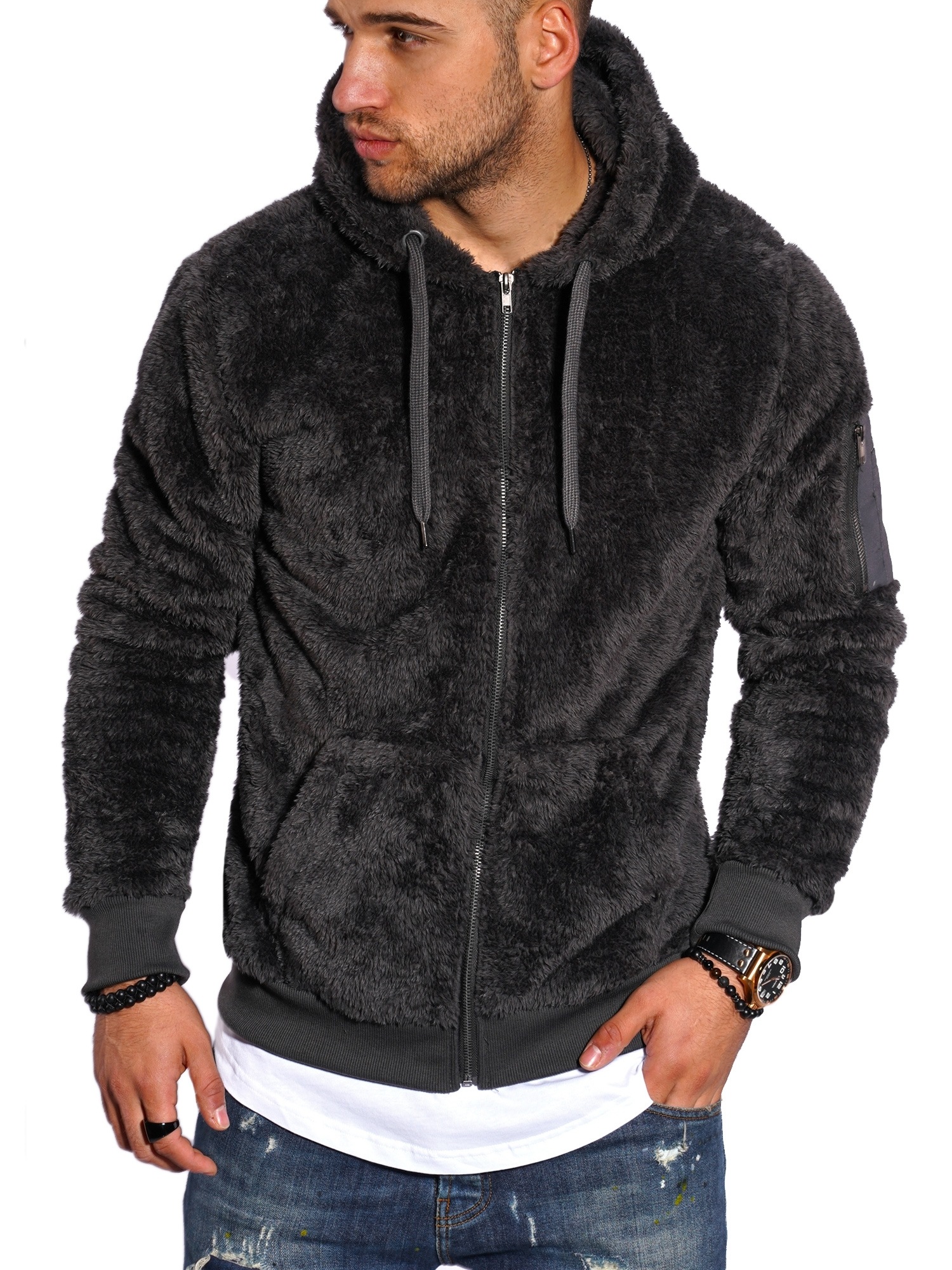 behype Sweatjacke "Teddy-Zip", aus weichem Teddyfleece günstig online kaufen