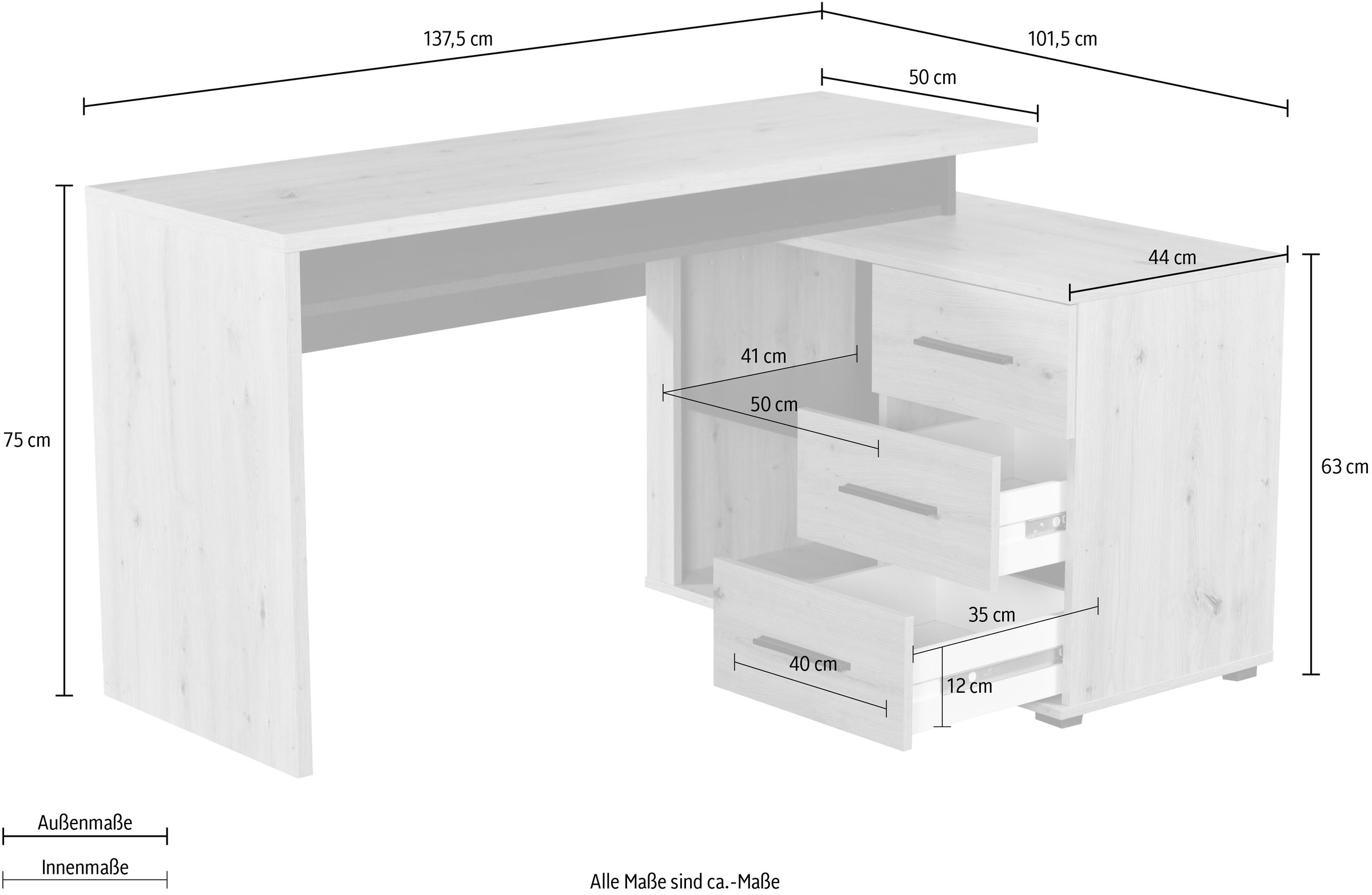 INOSIGN Schreibtisch »Arhimed«, zeitlos und praktisch, Home Office geeignet