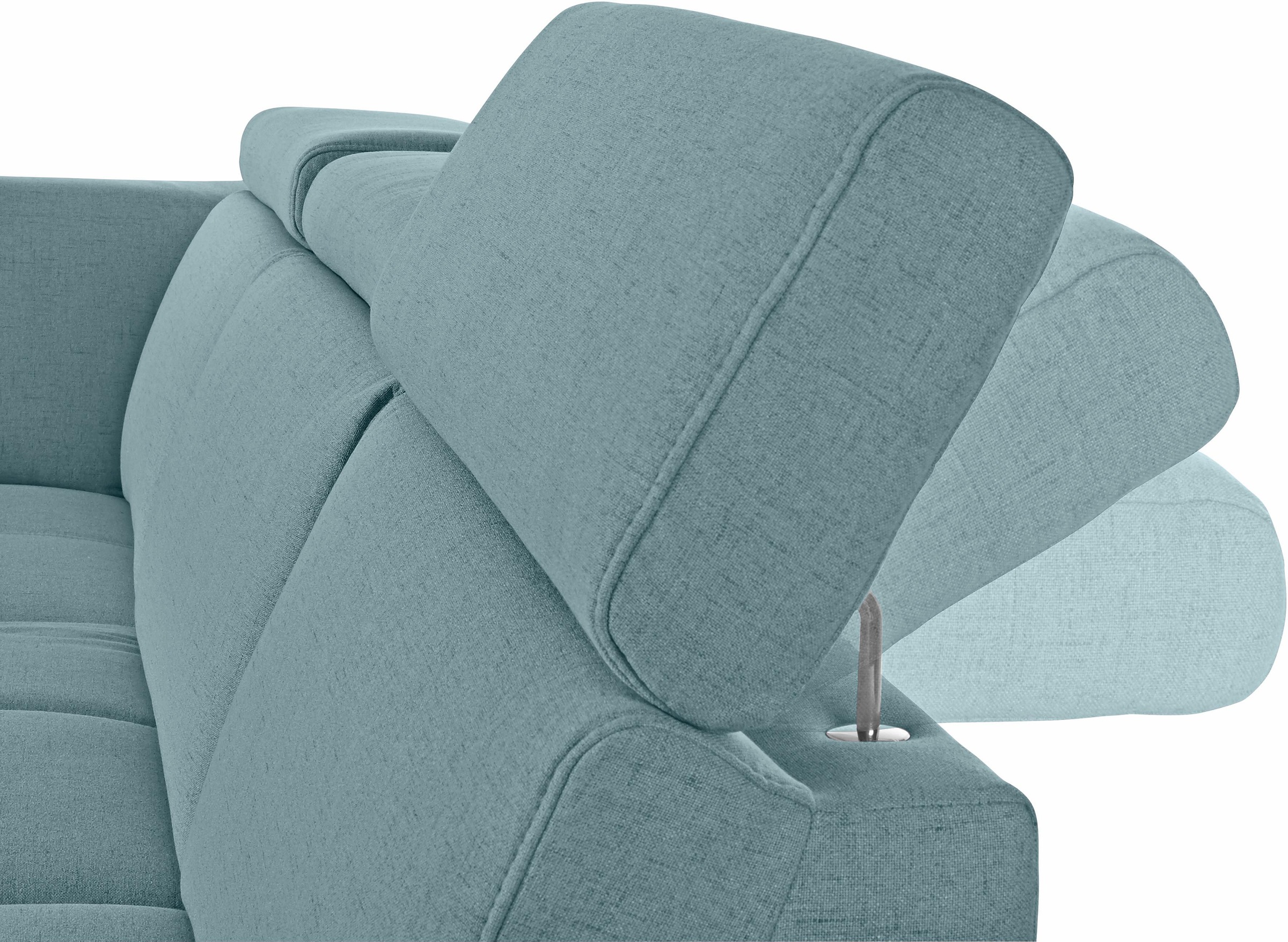 DOMO collection Ecksofa »Ava, moderne Sitzheftung mit toller Doppelnaht, komfortabel, L-Form«, mit Ottomane, inkl. Federkern, wahlweise mit Kopfteilverstellungen