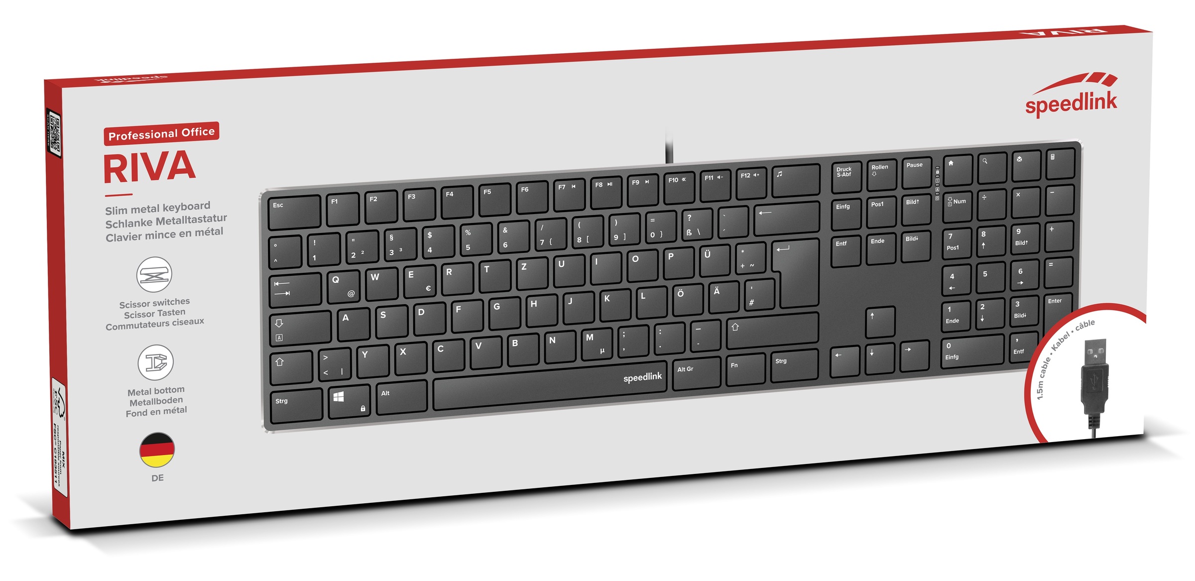 Layout Slim Tastatur Keyboard«, Speedlink Metal Scissor DE | »RIVA BAUR