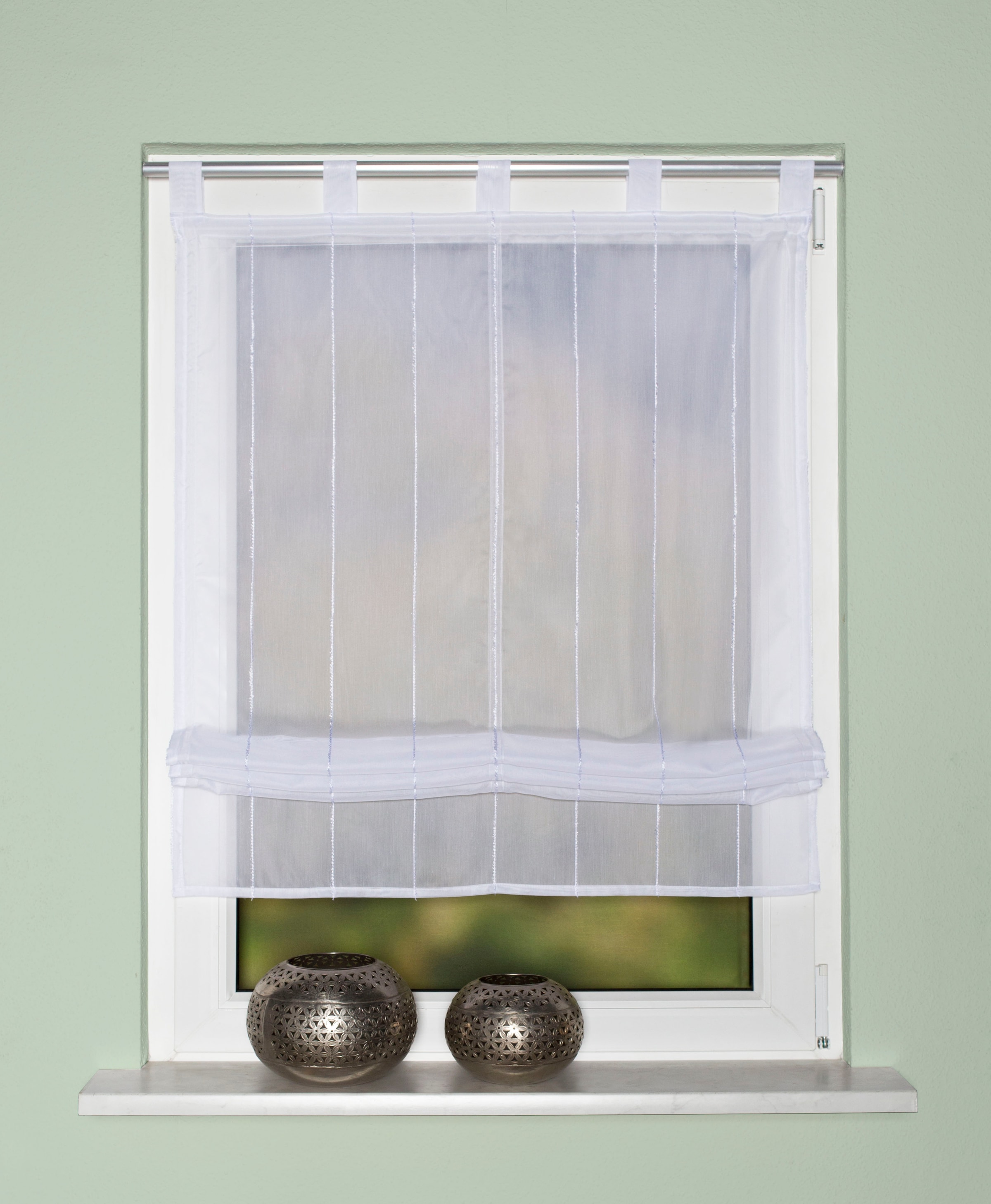 HOME WOHNIDEEN Raffrollo "ELLORA" mit Schlaufen freihängend Schlaufenrollo günstig online kaufen