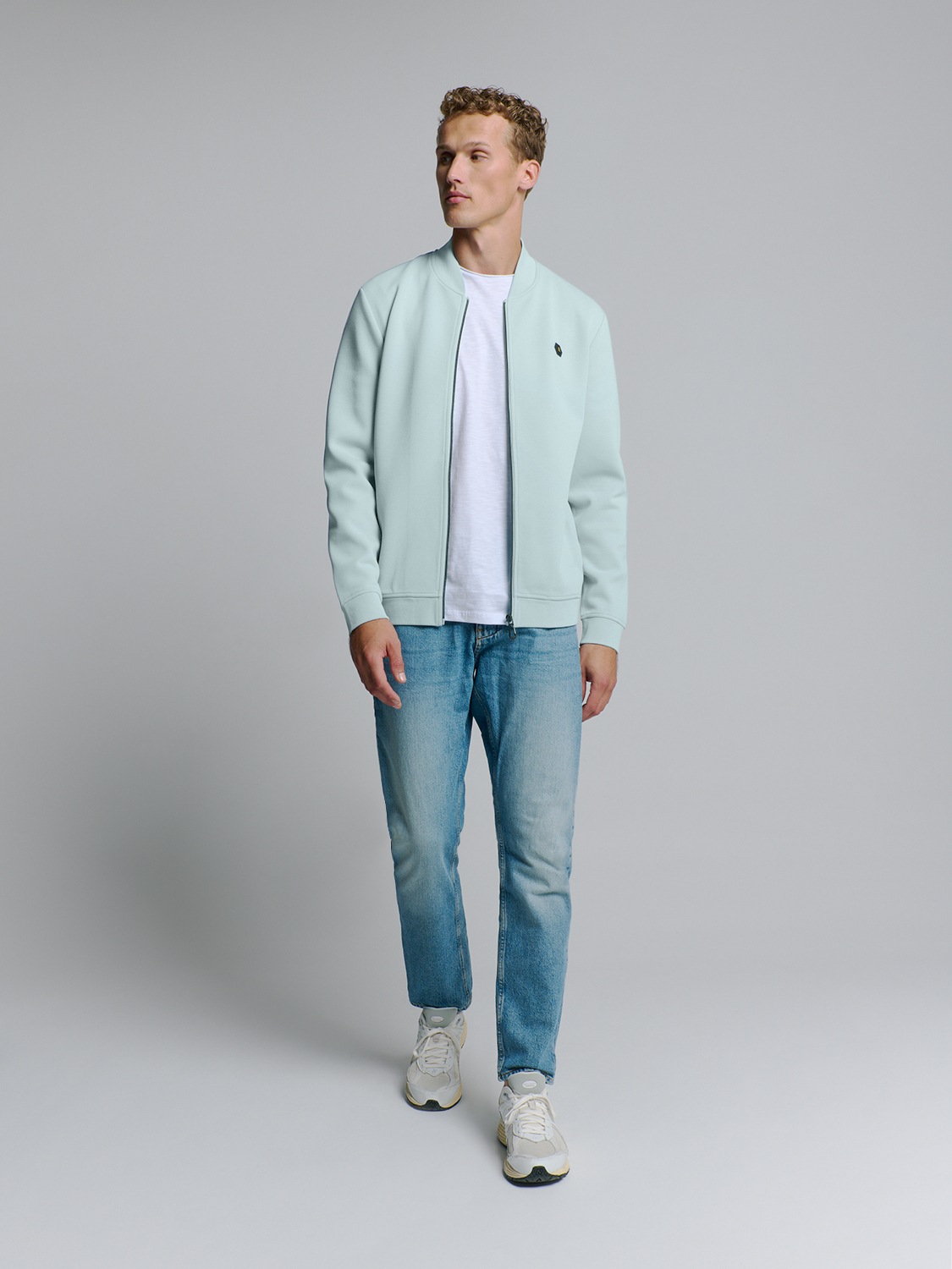 NO EXCESS Sweater »No Excess Piqué-Sweatshirt mit Vollreißverschluss«