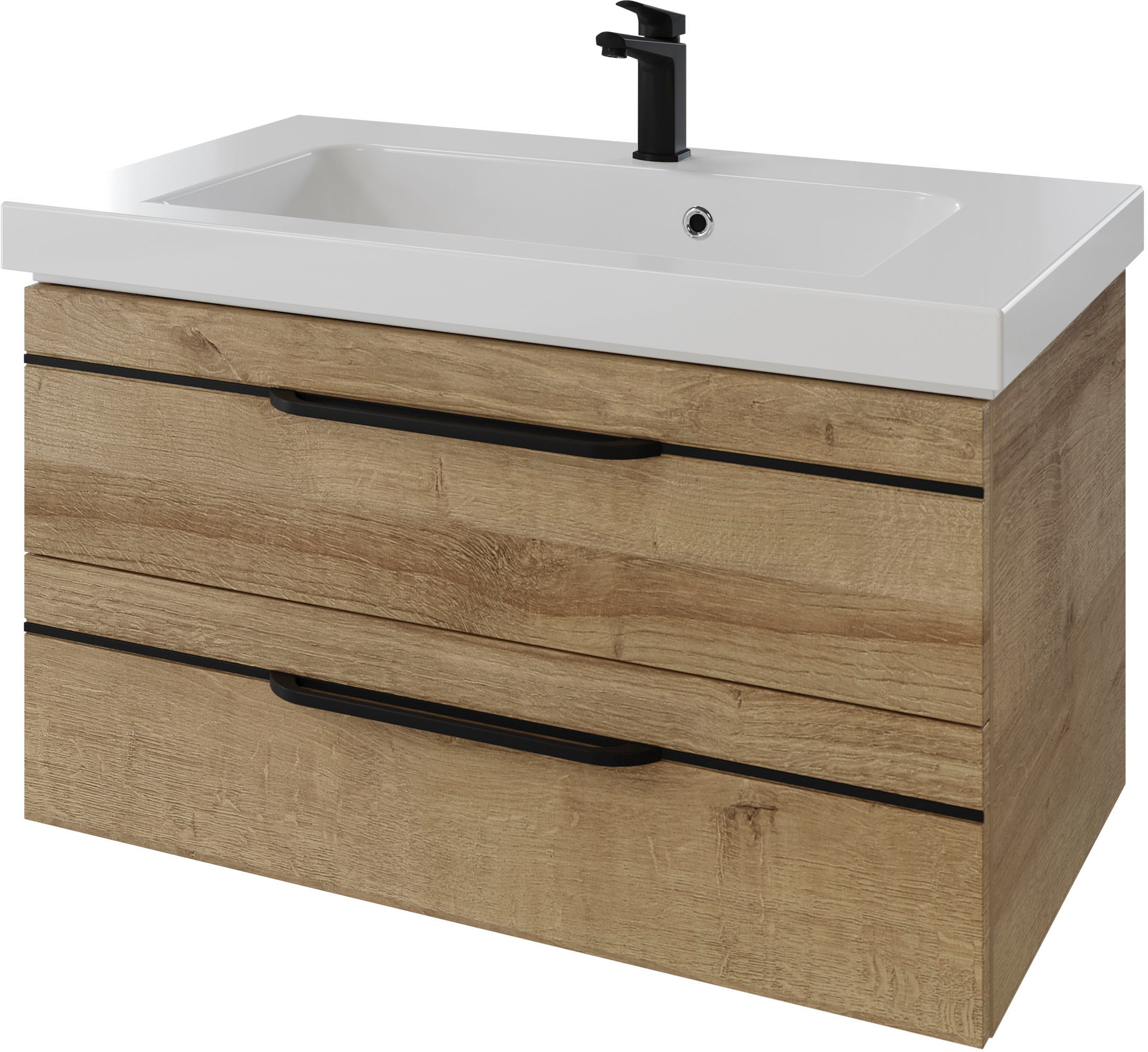 Saphir Waschtisch "Serie Balto Mineralmarmor-Waschtisch mit Unterschrank, 92 cm breit" 2 Stk. tlg. Waschplatz mit 2 Schubladen, Badschrank in verschiedenen Ausführungen