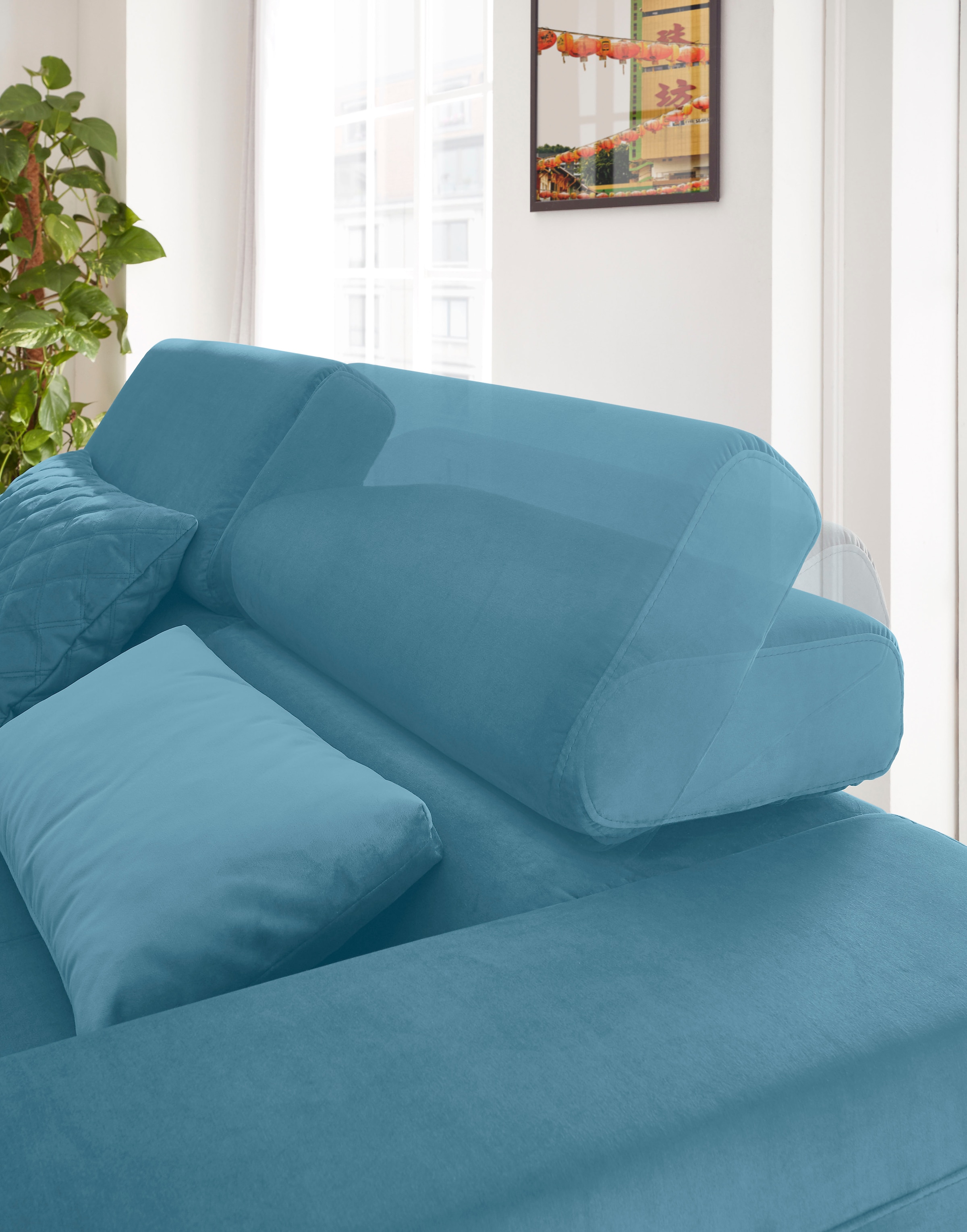 GALLERY M branded by Musterring Ecksofa »Felicia Due L-Form«, Wahlweise mit Sitzvorzug, inkl. Kopfteilverstellung, Sitzhöhe 40 cm