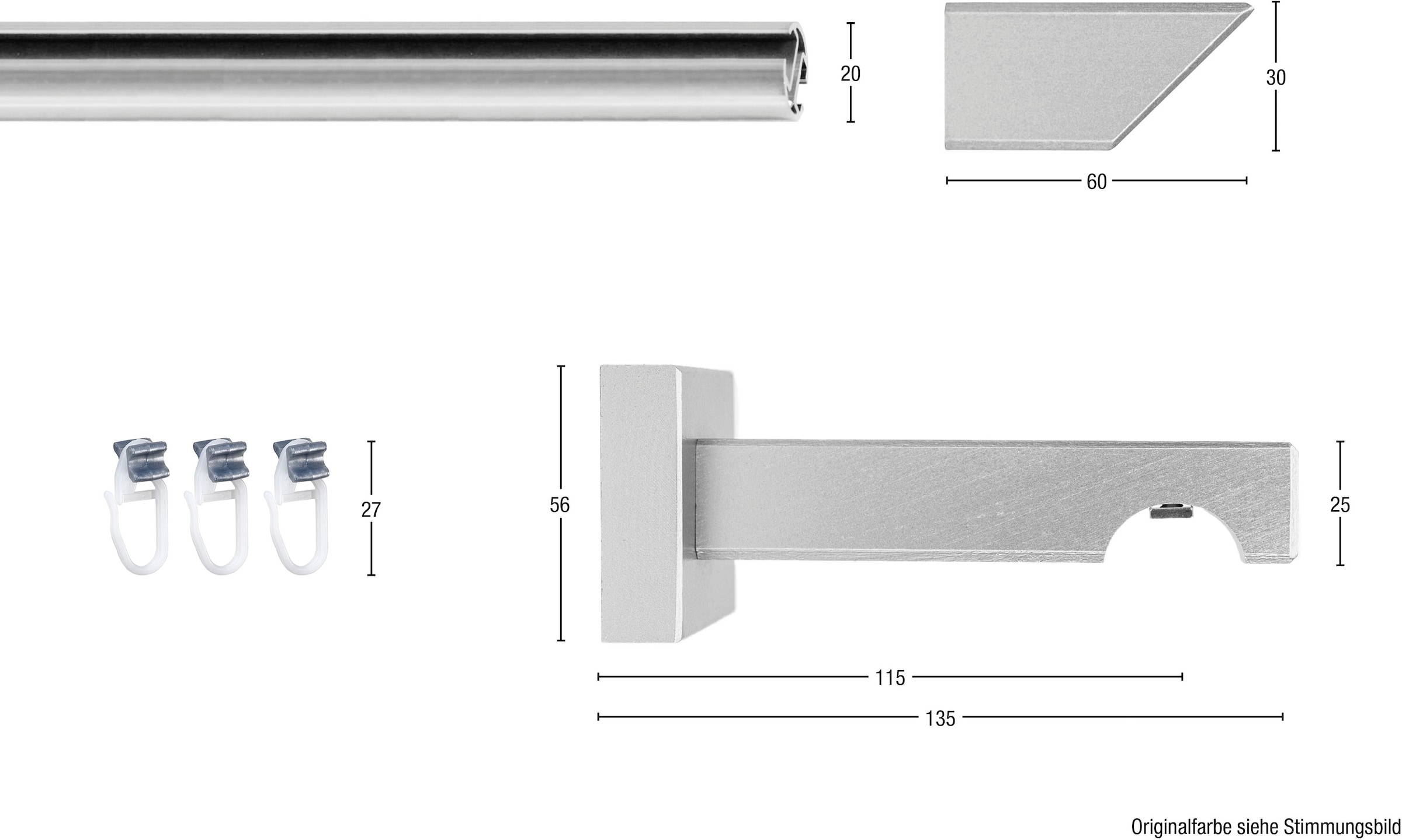 GARESA Gardinenschiene »Cubus, Quadros Innenlauf«, 1 läufig-läufig, Wunschmaßlänge, Innenlauf-Vorhanggarnitur, verlängerbar, Holz-Aluminium