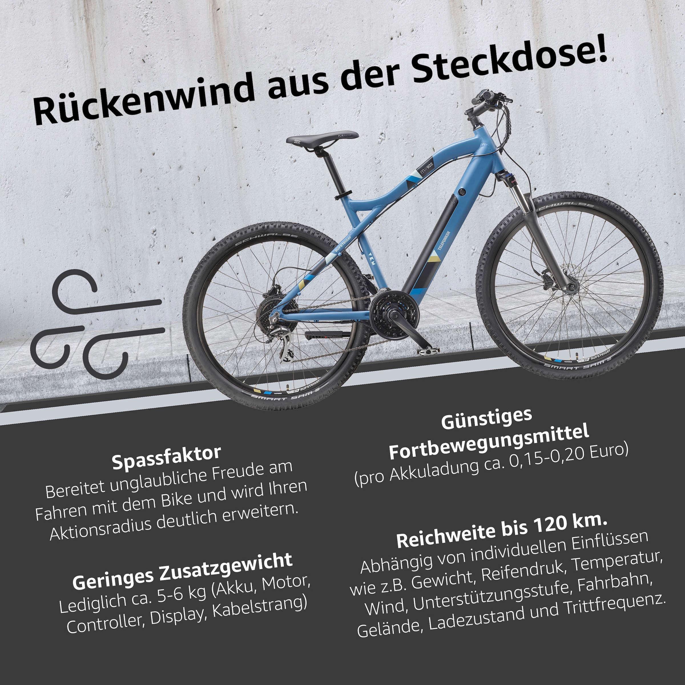 Telefunken E-Bike »Aufsteiger M922«, 24 Gang, Shimano, Acera, Heckmotor 250 W, Pedelec