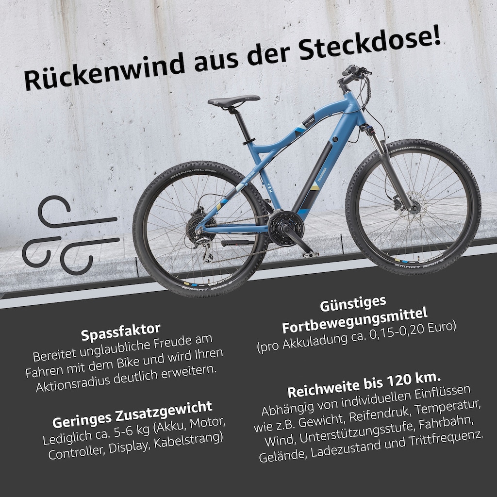 Telefunken E-Bike »Aufsteiger M922«, 24 Gang, Shimano, Acera, Heckmotor 250 W