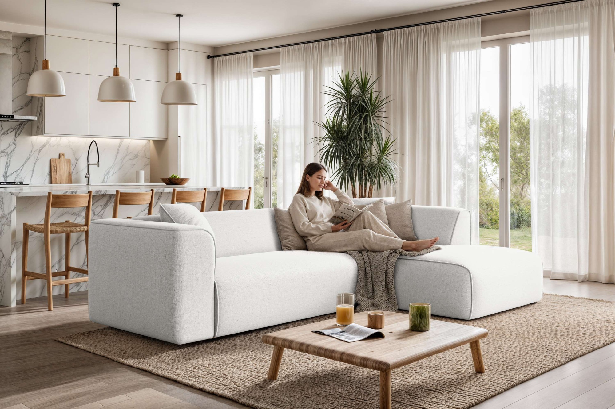 OTTO home Ecksofa "Merid L-Form, Sofa-Fix, B: 254 cm - OTTO. Verlässliche Qualität." Ottomane rechts/links, belastbar bis 460kg, nicht modulare Sofa