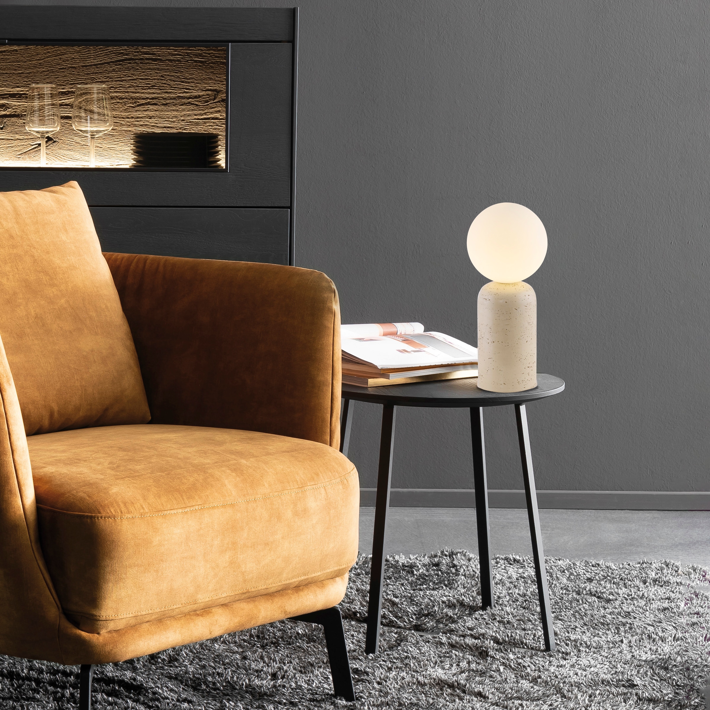 SCHÖNER WOHNEN-Kollektion LED Tischleuchte »TRAVENTA« G9 1 Stk. SCHÖNER WOHNEN Kollektion, Travertinoptik, Downlight