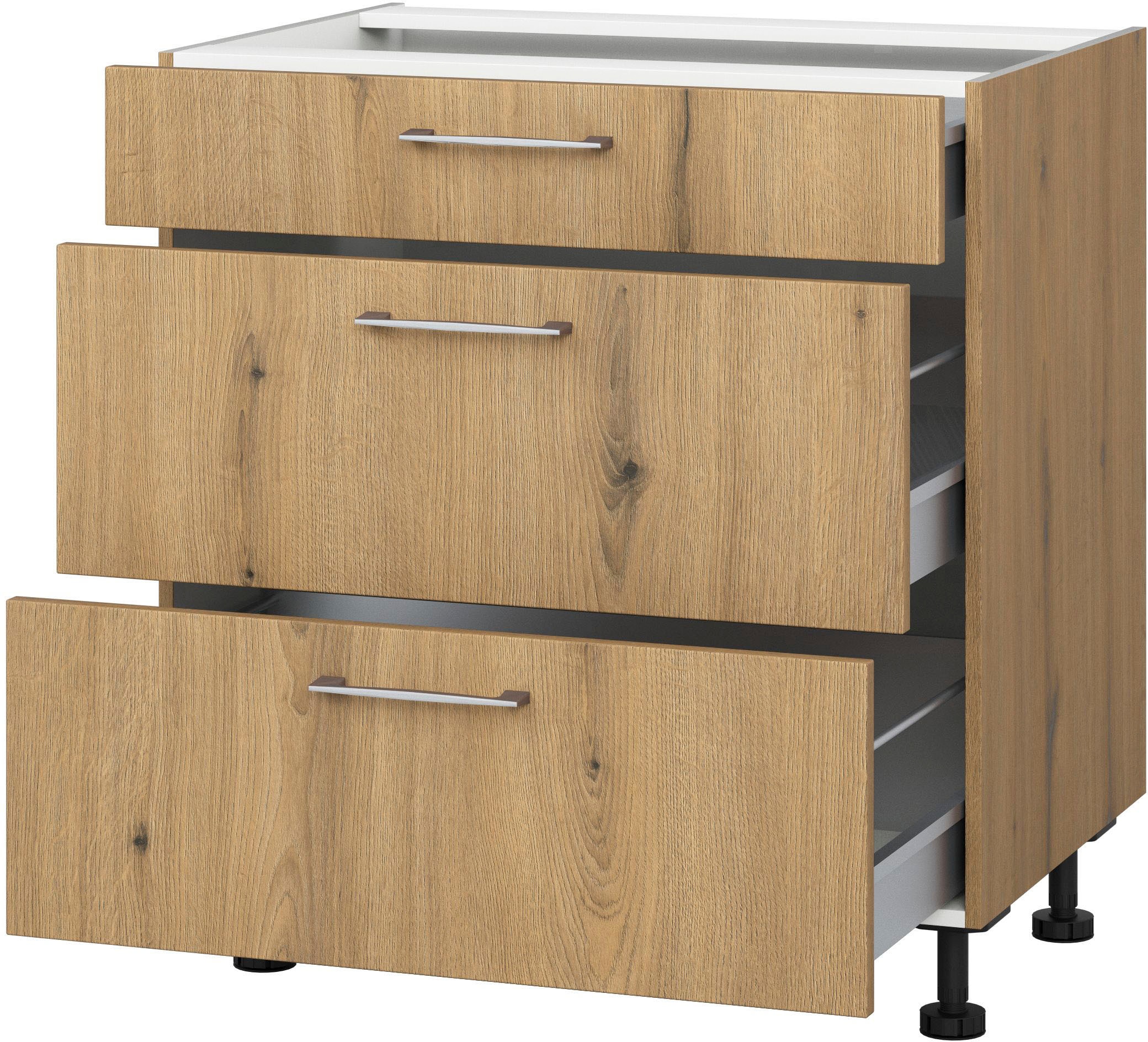 KOCHSTATION Auszugsunterschrank "KS-Trea U2AS80", mit drei Auszügen, Breite 80 cm, Höhe 75 cm