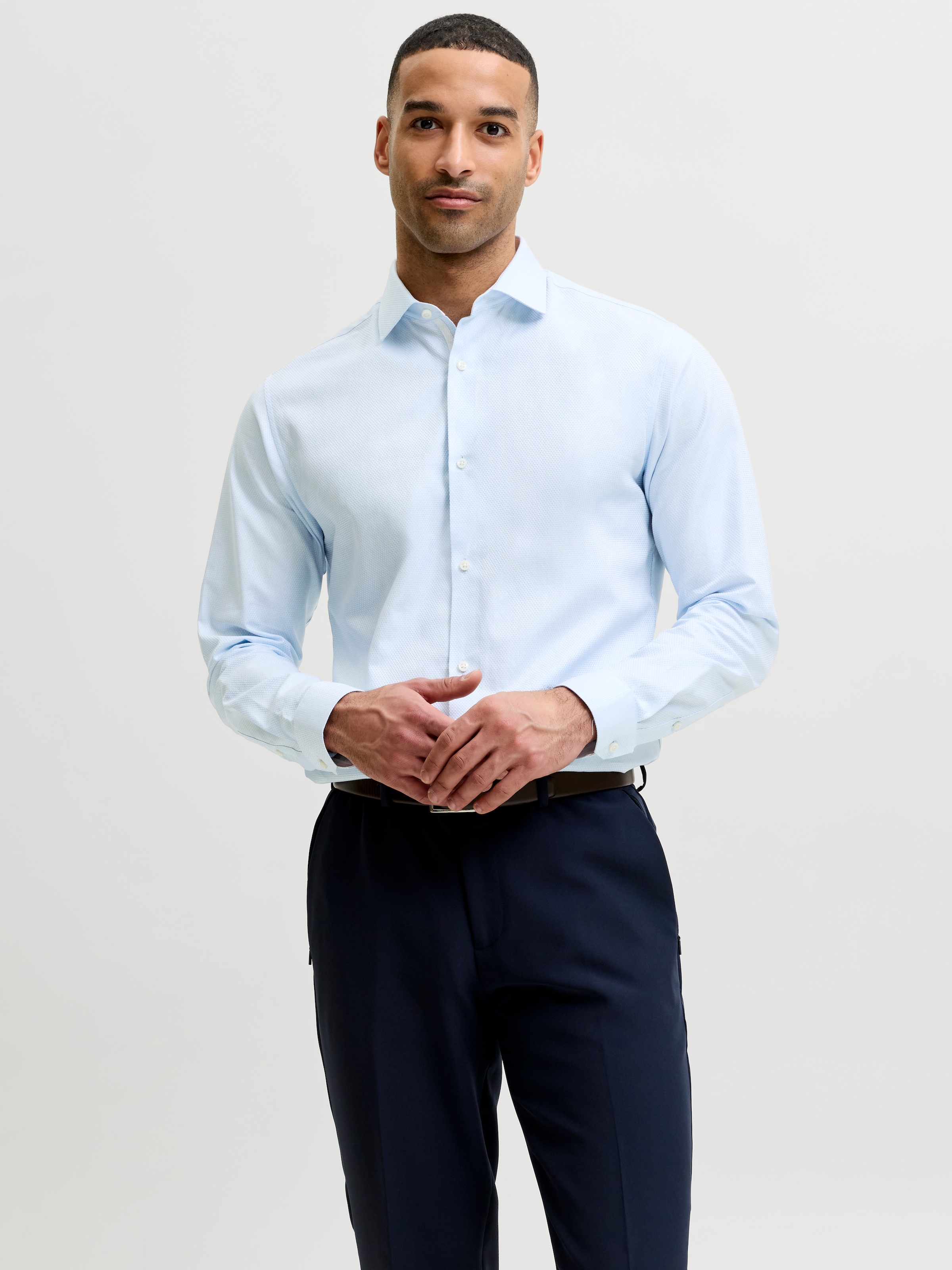 Jack & Jones Langarmhemd "Jprblaparker Detail L/S Shirt Sn" Baumwolle, Slim Fit