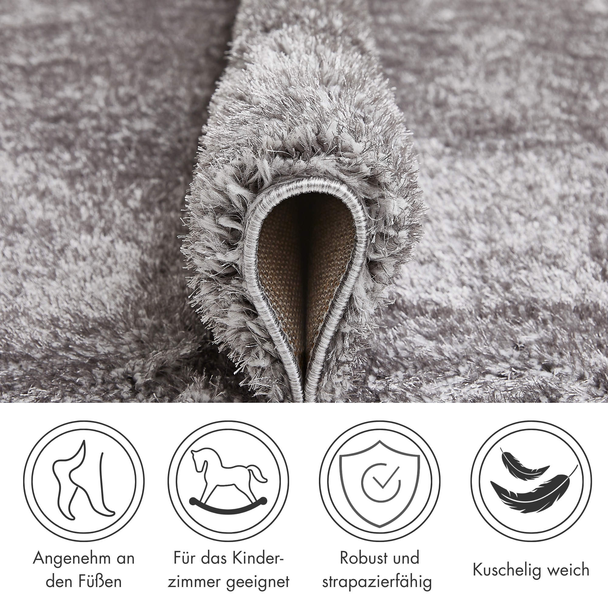 LUXOR living Hochflor-Teppich »Gela«, rechteckig, 45 mm Höhe, Uni Farben, weich und flauschig, ideal im Wohnzimmer & Schlafzimmer